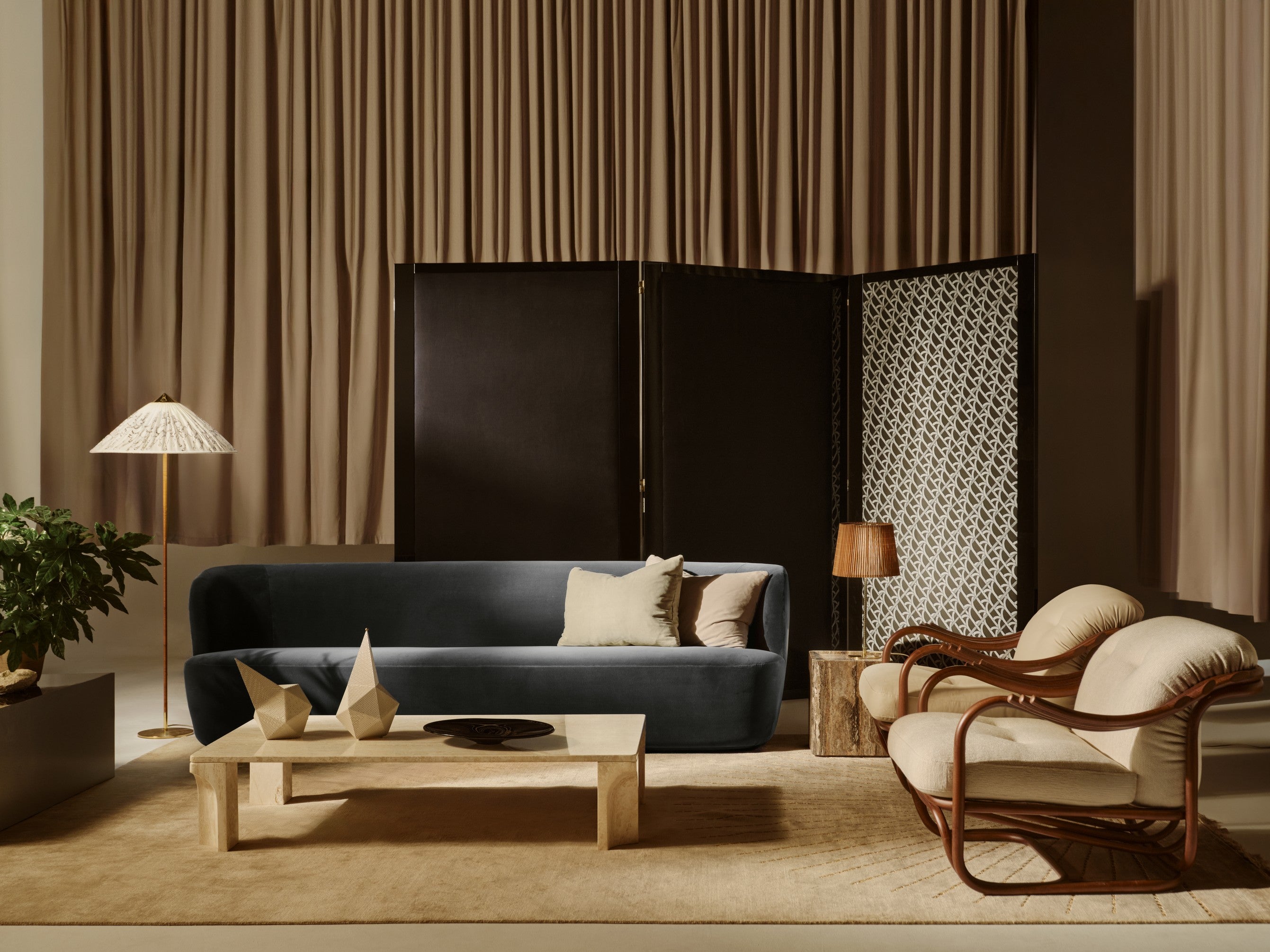 DORIC crème-grijze keramische salontafel