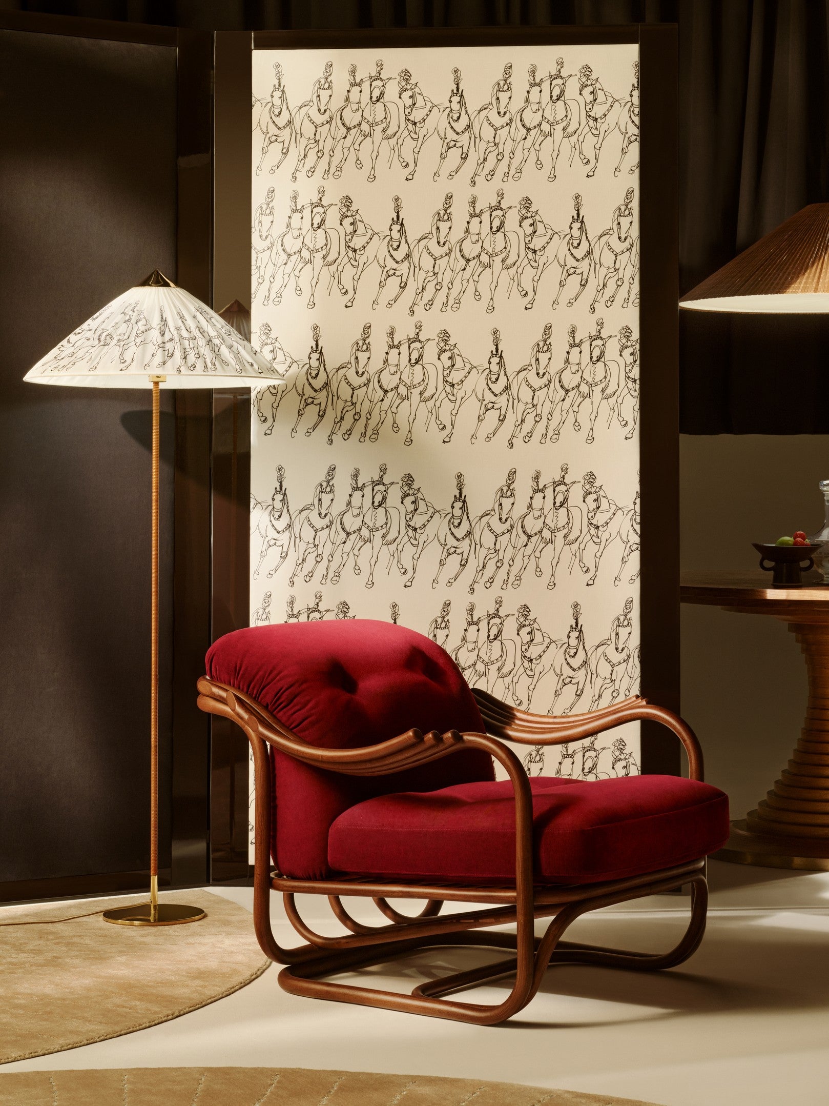 Stehlampe 9602 Messing mit weißem Schirm