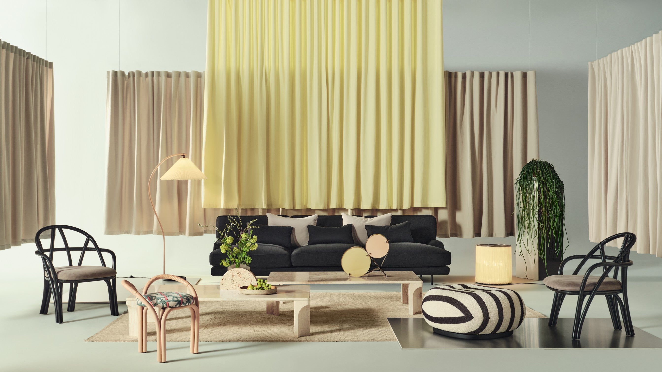 Tafellamp COPPIA crème met olijfgroen