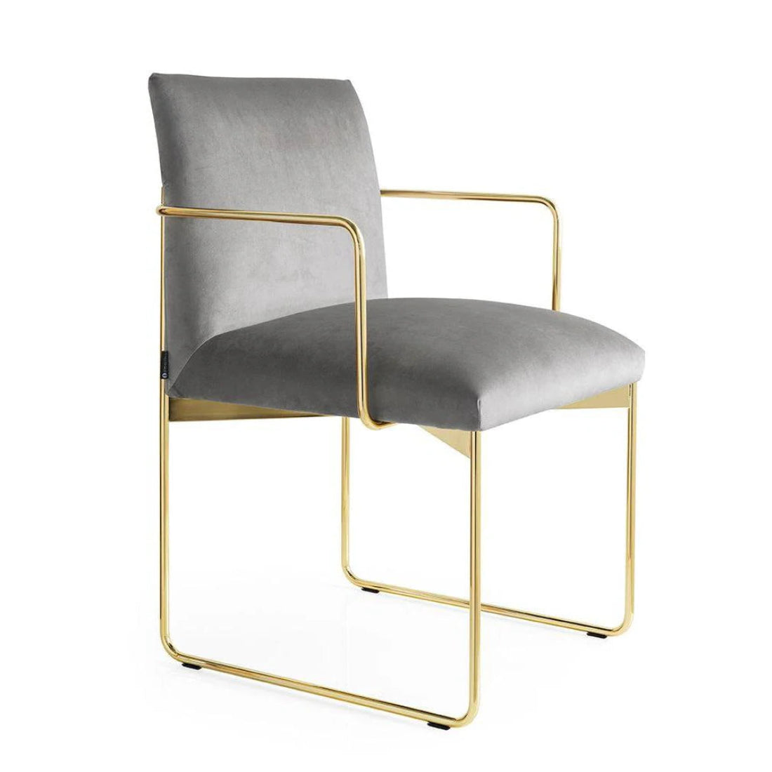 GALA Armchair with Upholstered Seat and Gold Base