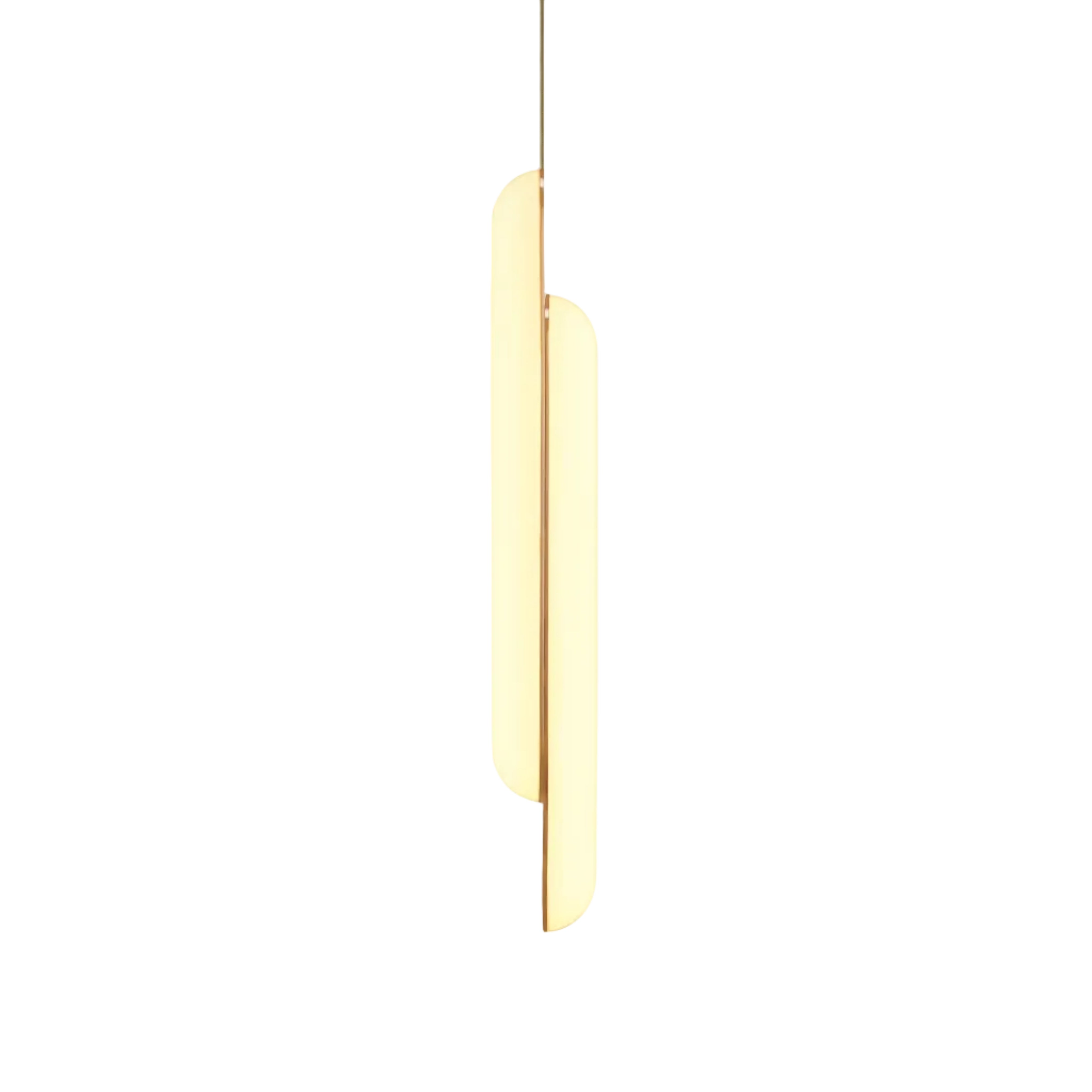 Hanglamp GEMINI met opalen glazen kap en messing.