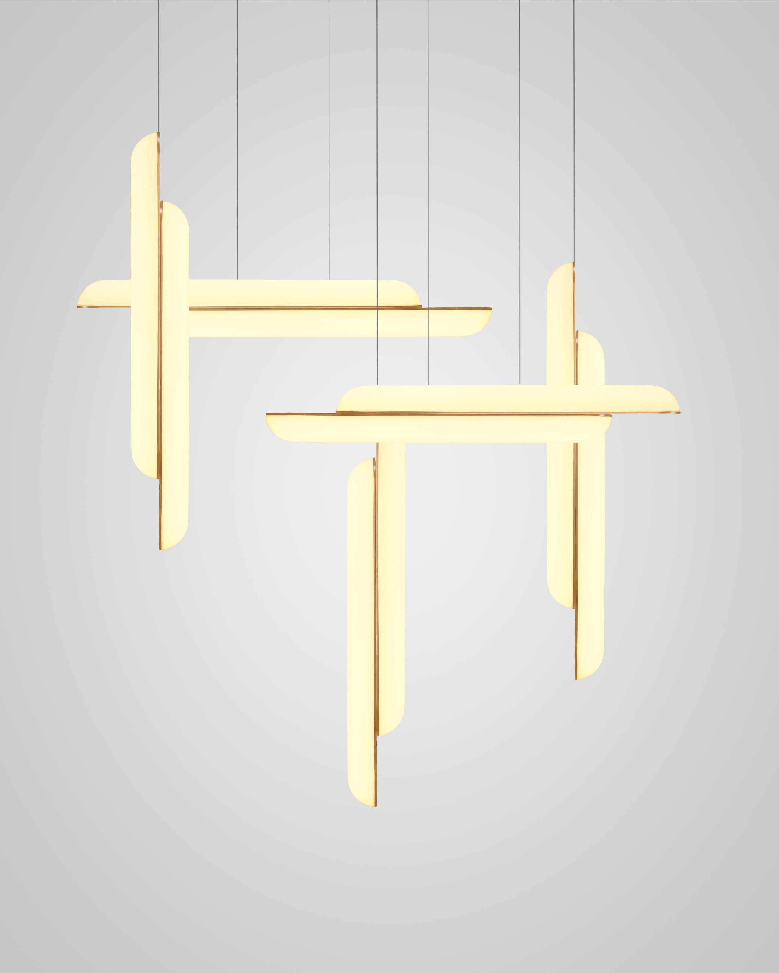 Hanglamp GEMINI met opalen glazen kap en messing.