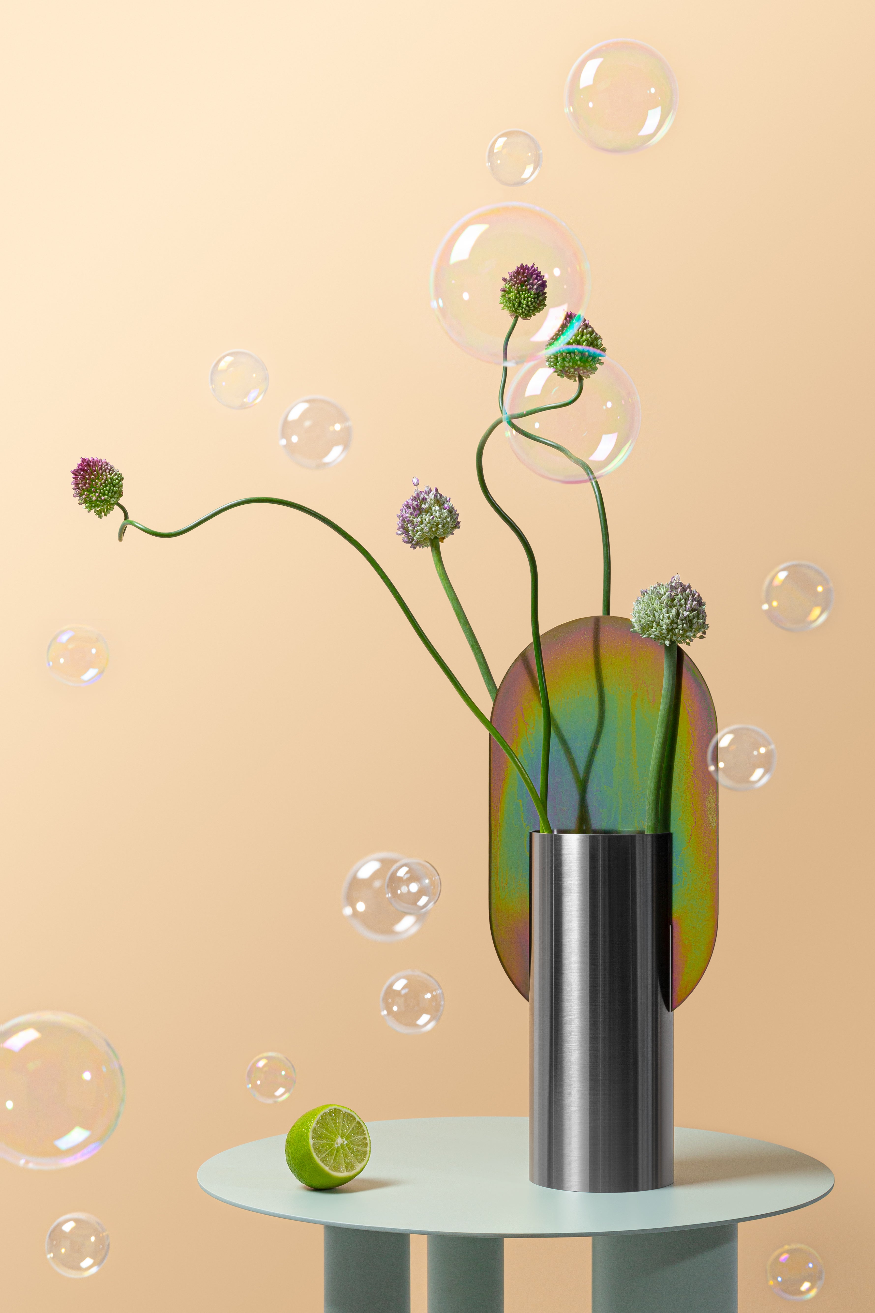 GENKE Vase - NUMBERED EDITION stainless steel with rainbow zinc