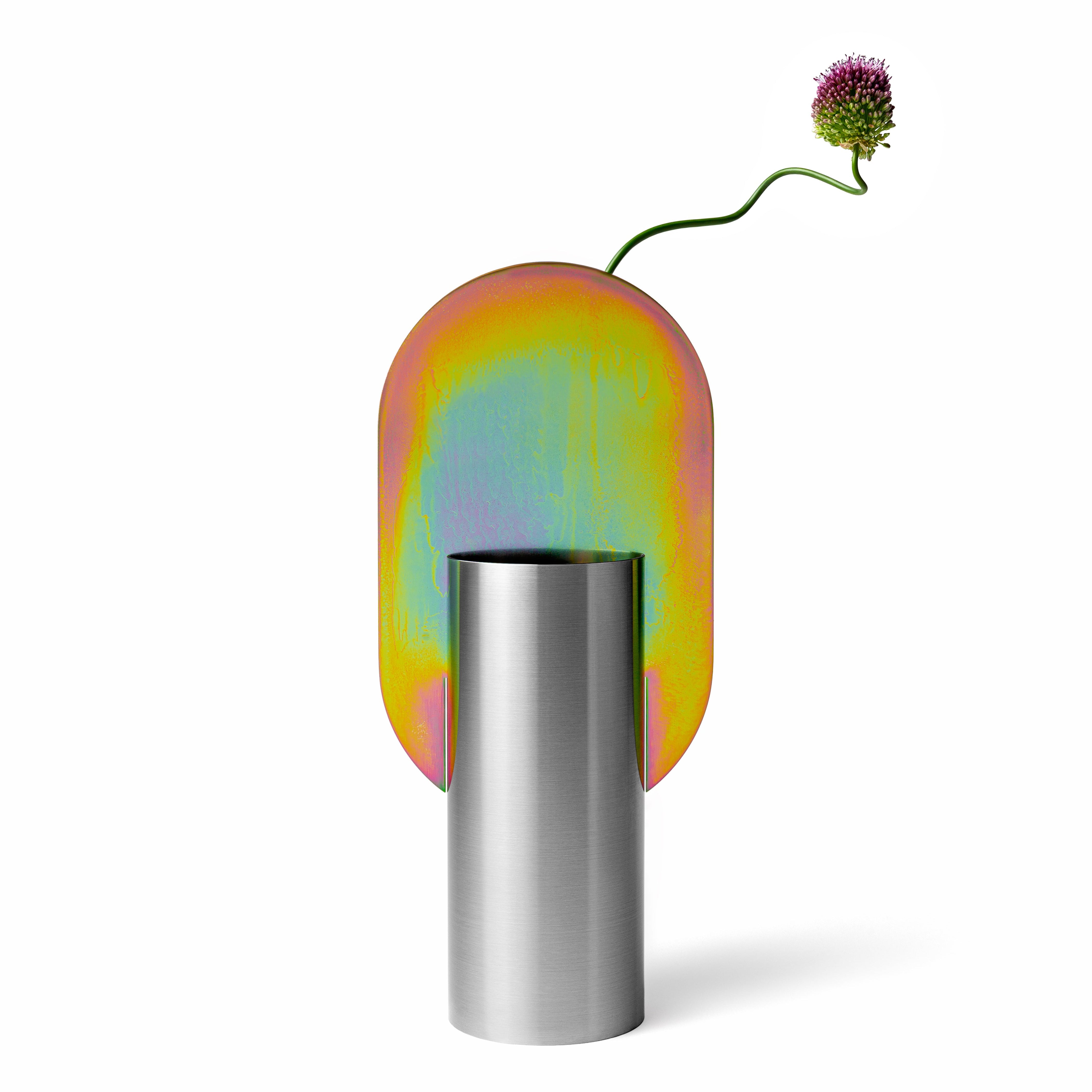 GENKE Vase - NUMBERED EDITION stainless steel with rainbow zinc