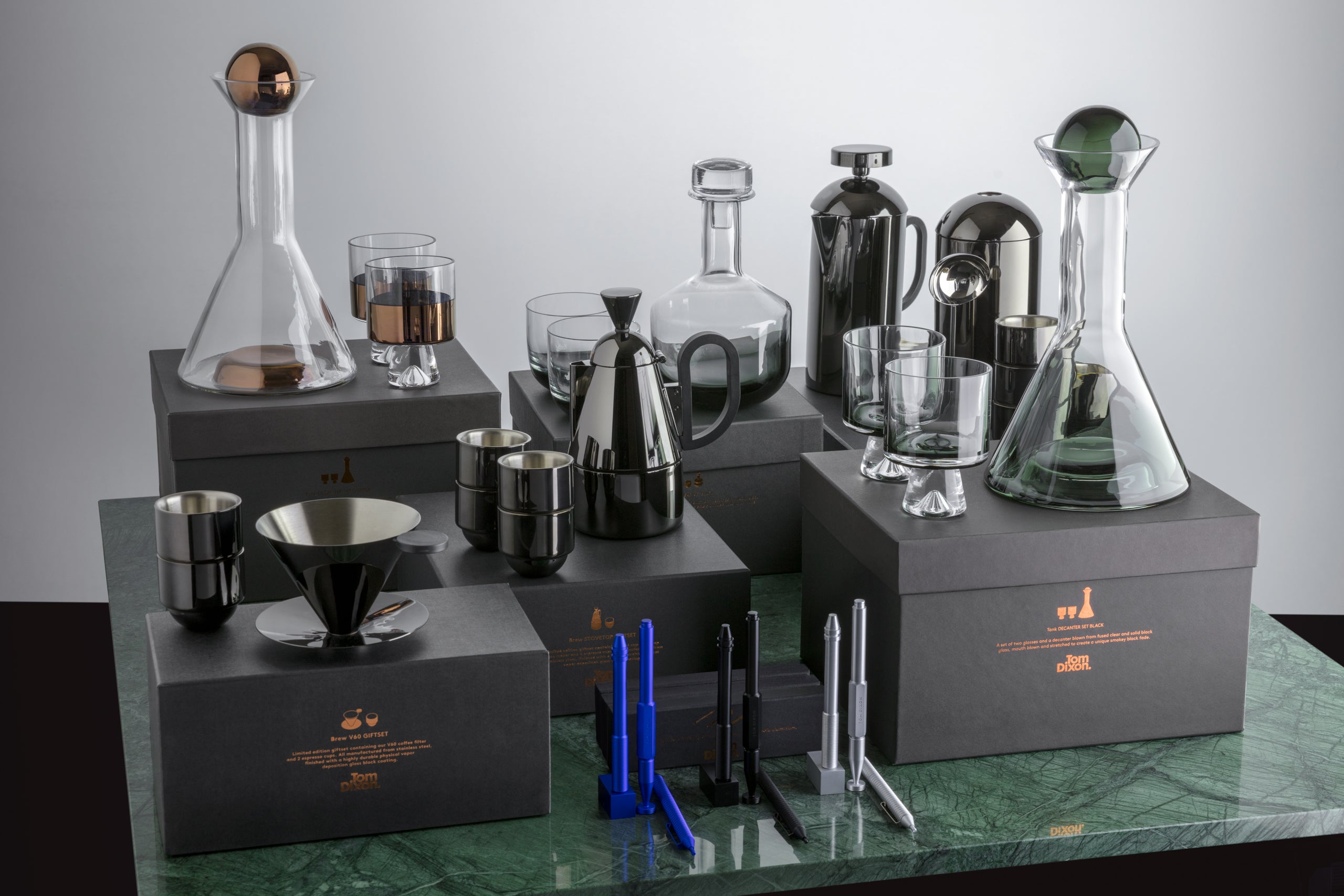 Set van glazen TANK zwart glas