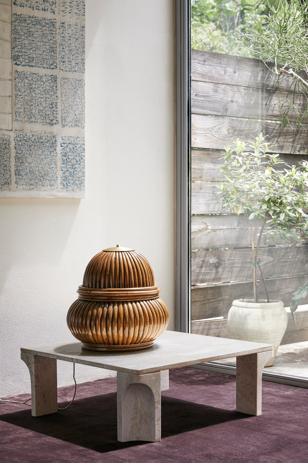 DORIC crème-grijze keramische salontafel