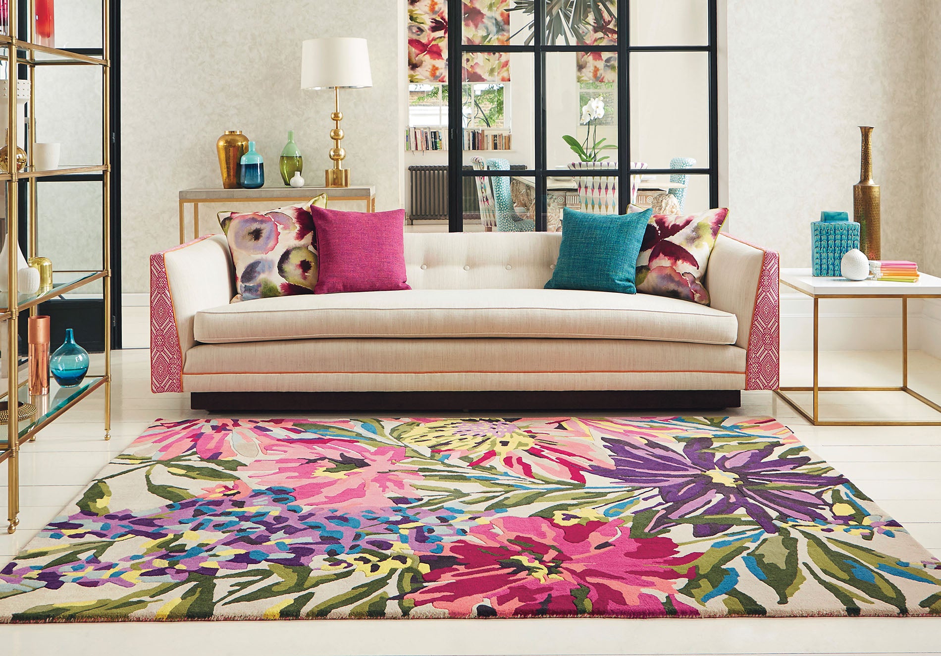 Vloerkleed FLOREALE FUCHSIA roze-paars