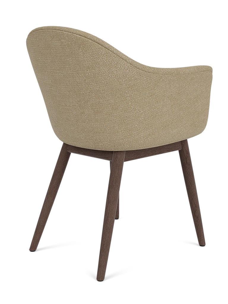 HARBOUR Armchair beige boucle with dark oak base