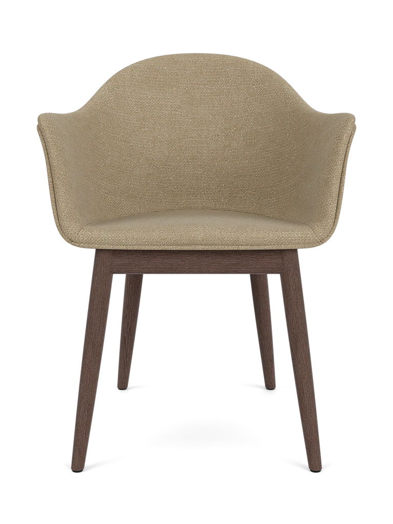 HARBOUR Armchair beige boucle with dark oak base