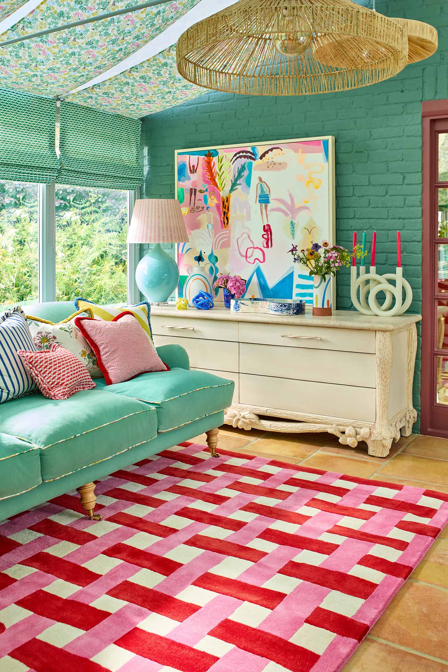 BASKETWEAVE CORAL ROSE Teppich rot-pink