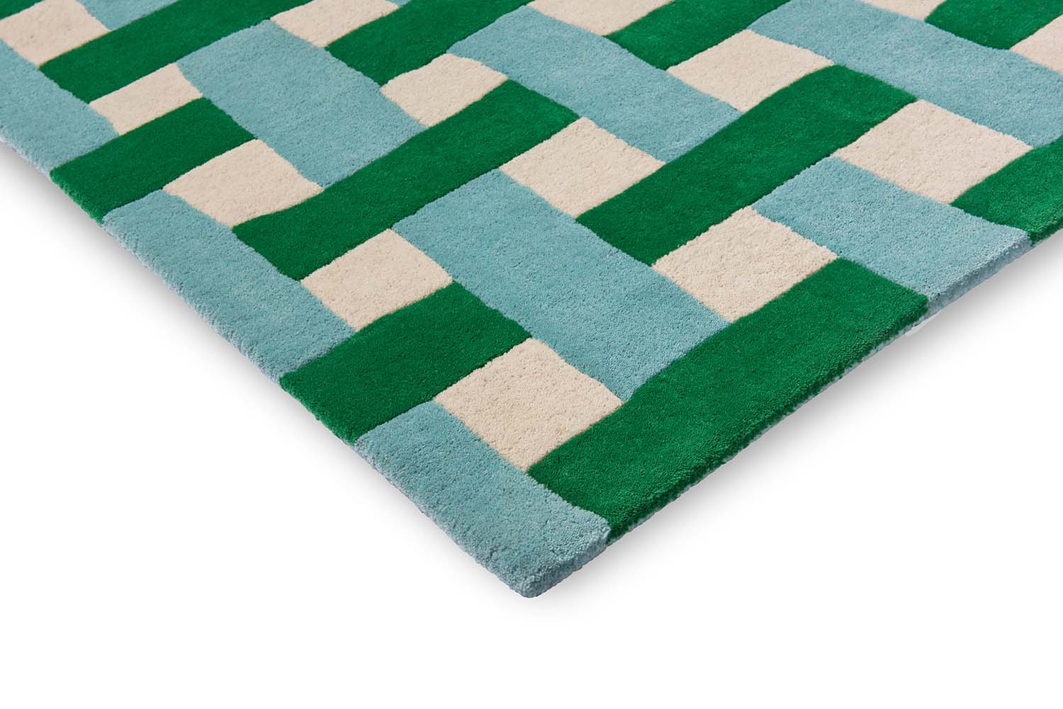 Vloerkleed BASKETWEAVE EMERALD AQUAMARINE groen-blauw