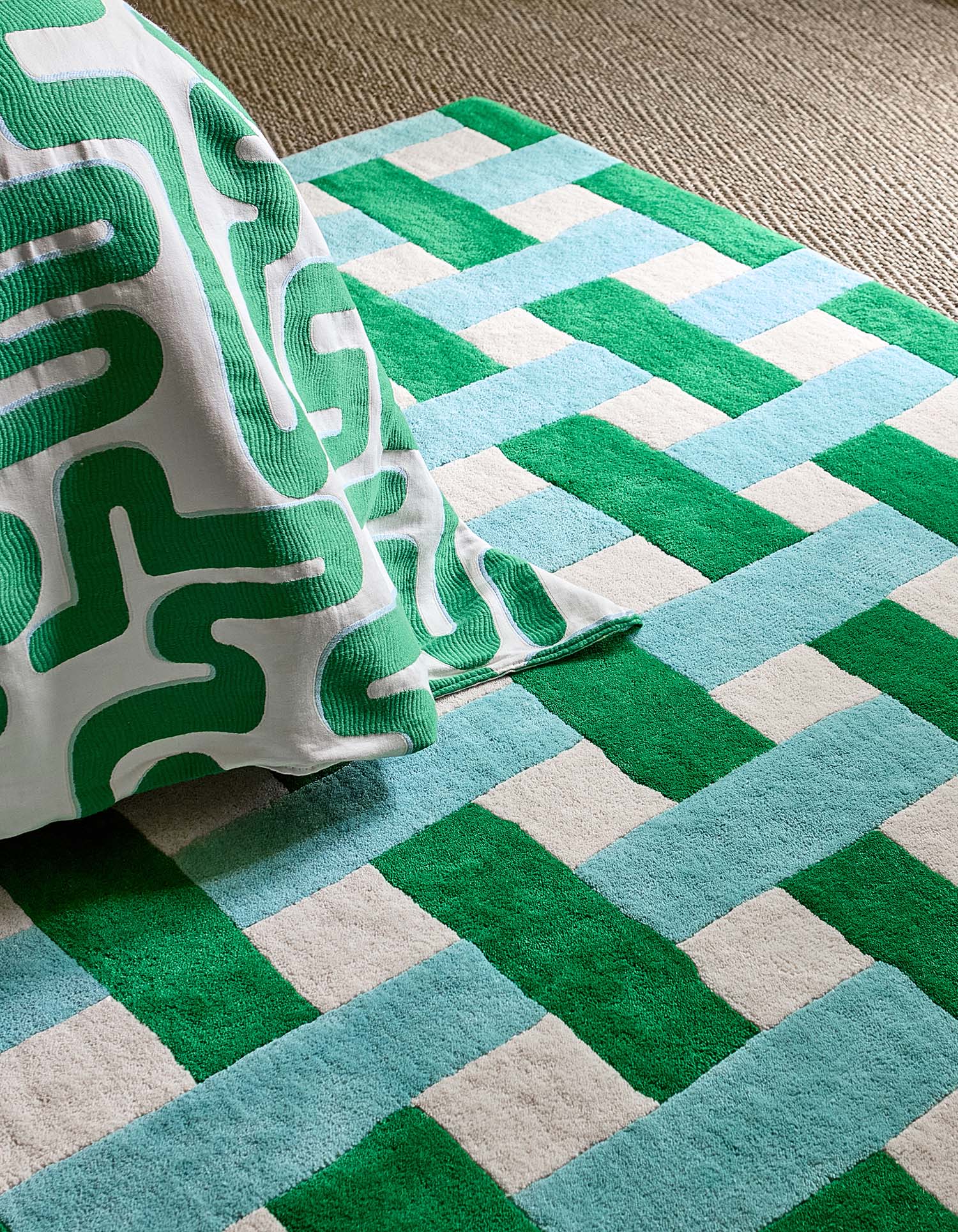 Vloerkleed BASKETWEAVE EMERALD AQUAMARINE groen-blauw