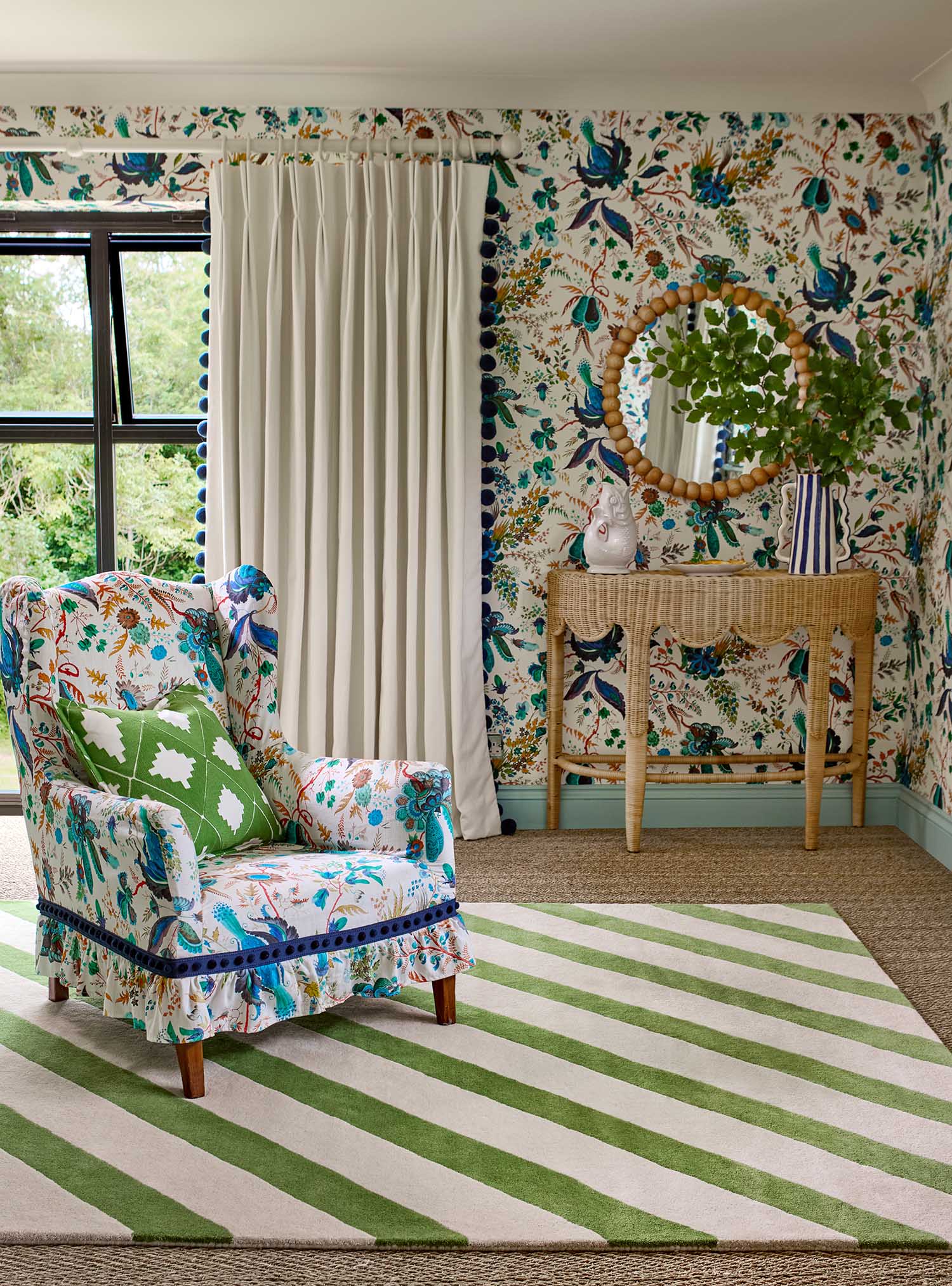 PAPER STRAW PERIDOT Teppich grün-beige