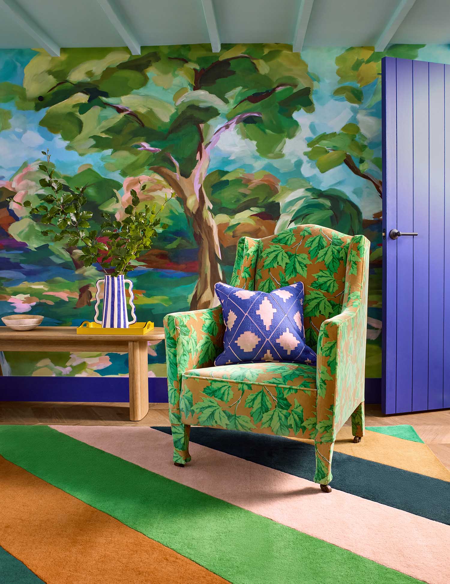 SHERBET STRIPE EMERALD AMBER mehrfarbiger Teppich