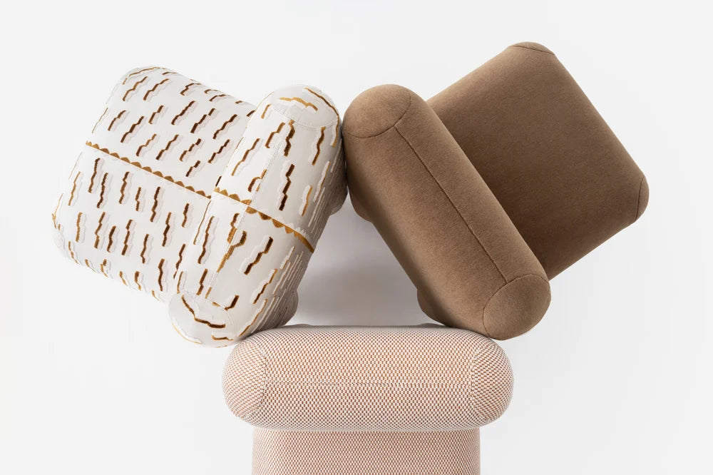 Stoel HELLO zandbeige met bruine patroon