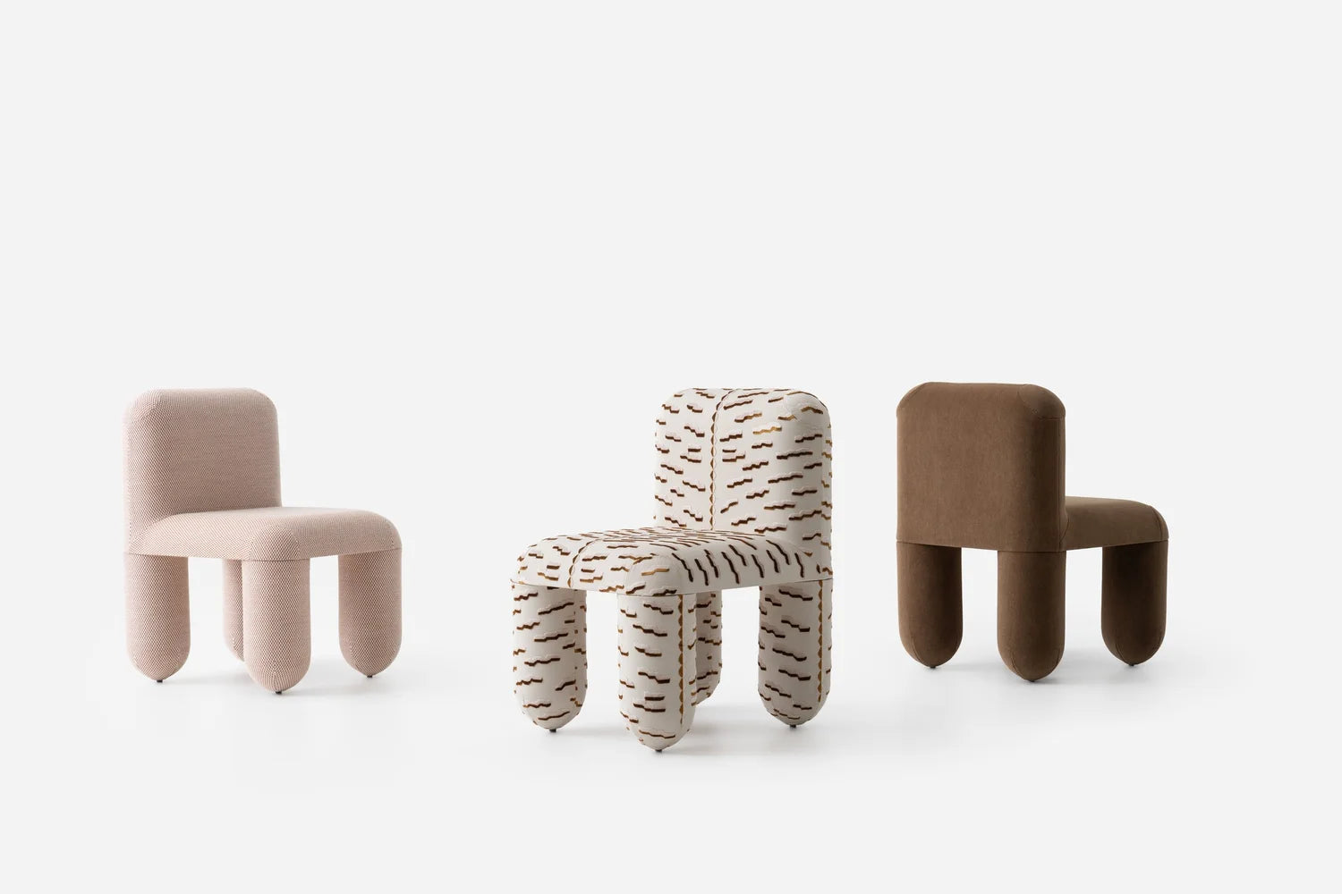 Stoel HELLO zandbeige met bruine patroon