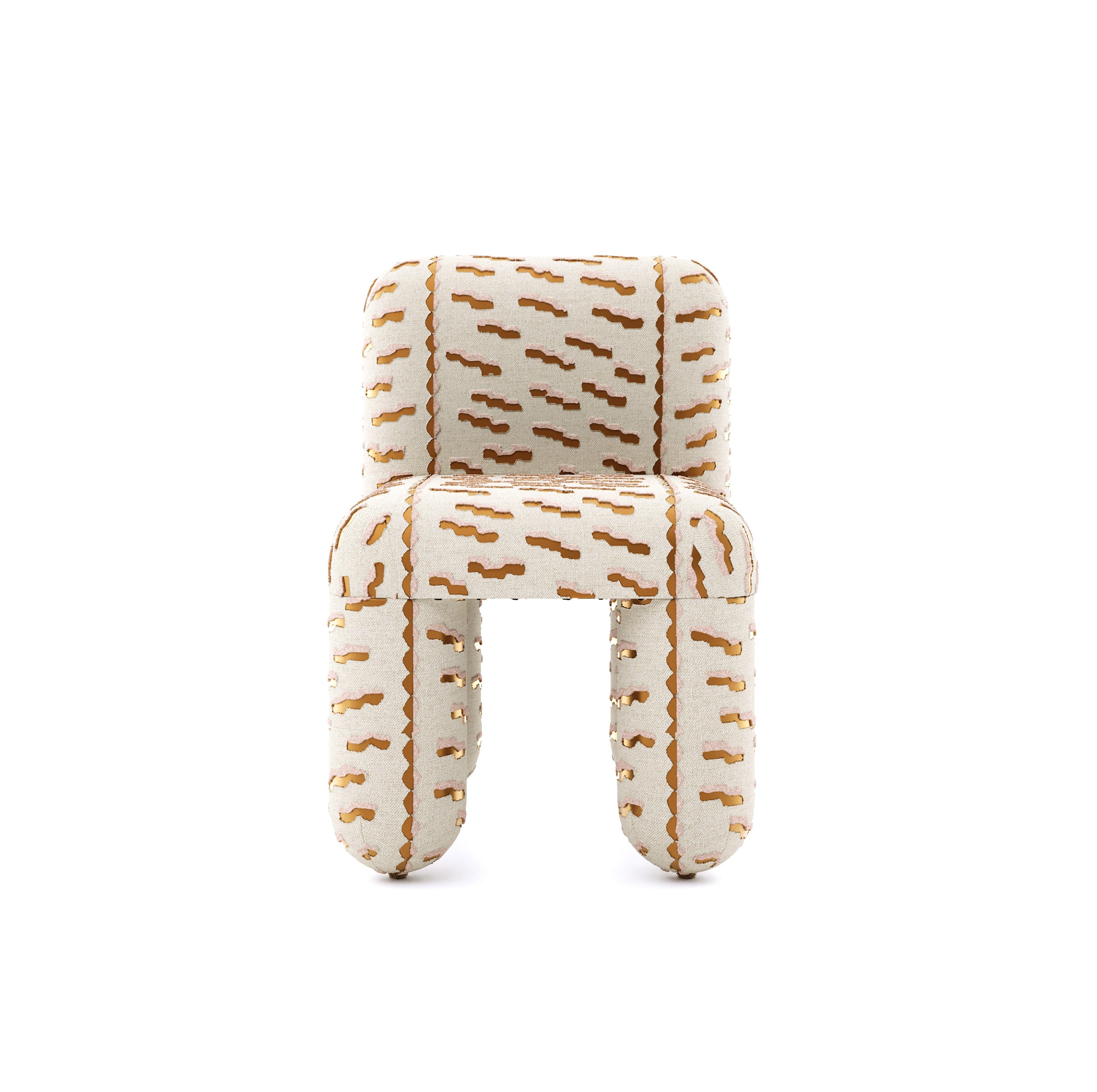 Stoel HELLO zandbeige met bruine patroon