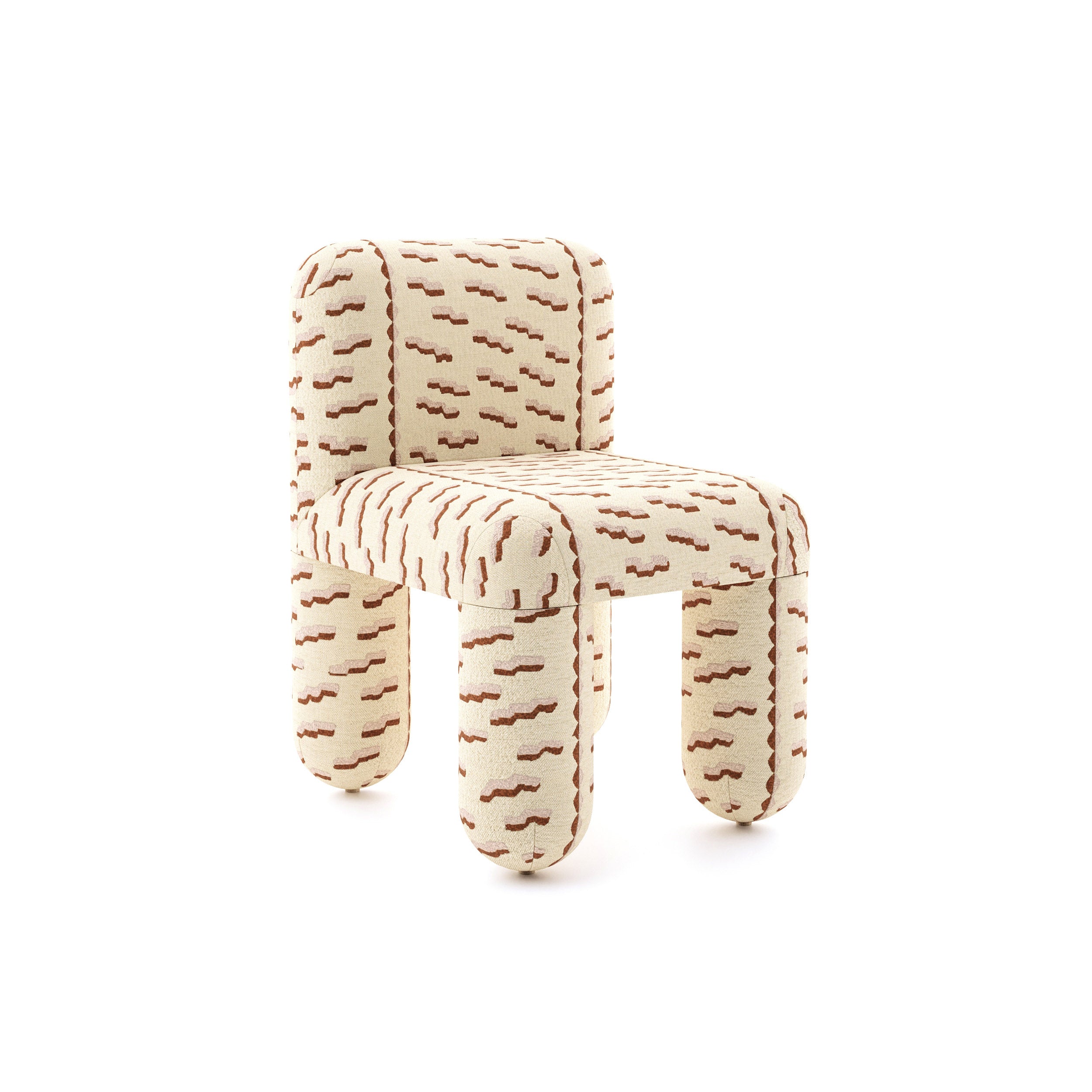 Stoel HELLO zandbeige met bruine patroon