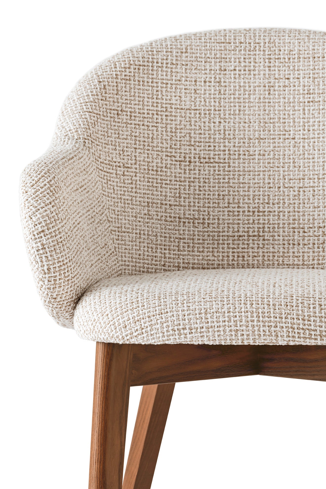 Fauteuil met armleuningen HOLLY FAB gestoffeerd met een notenhouten basis