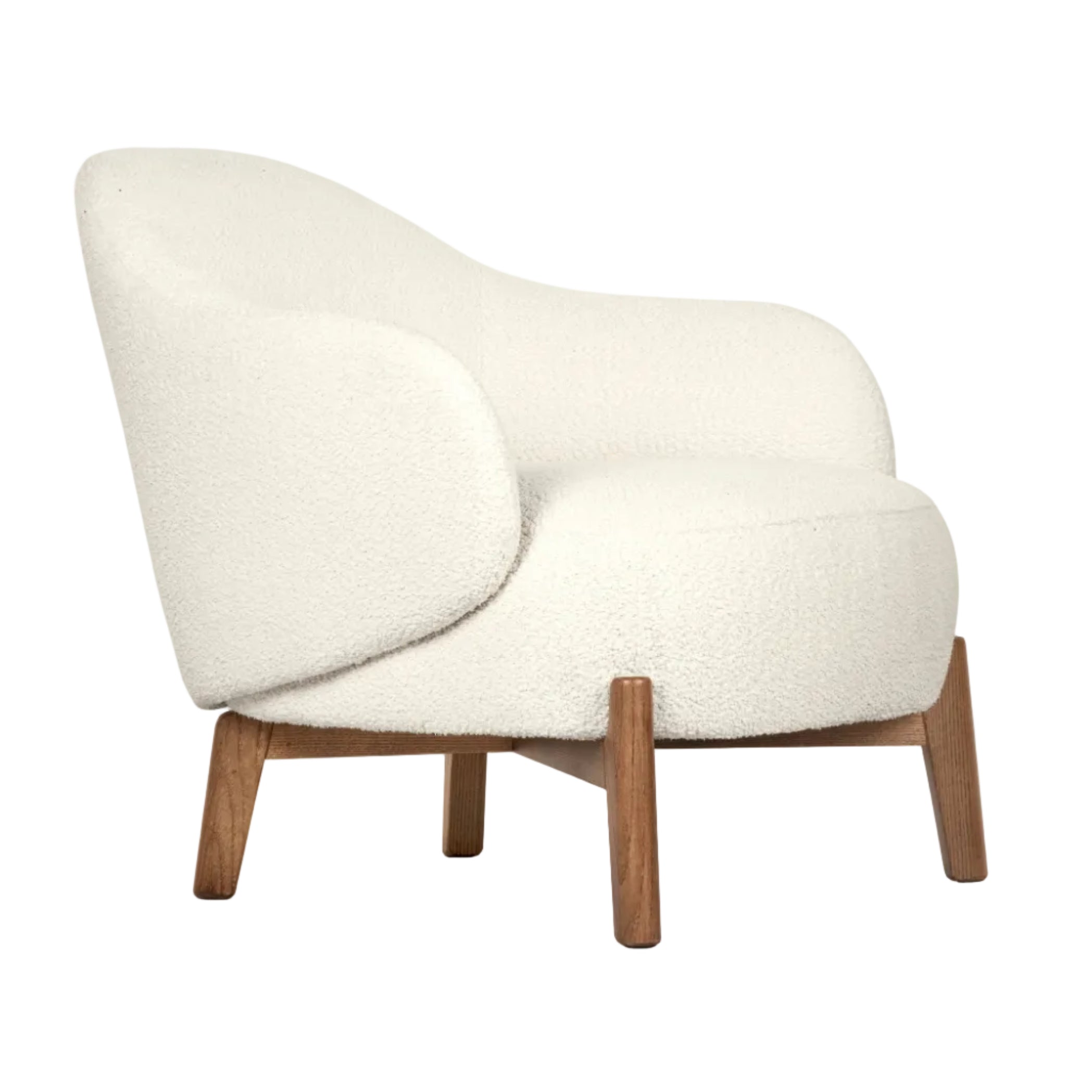 HOLLY FAB upholstered armchair with walnut base