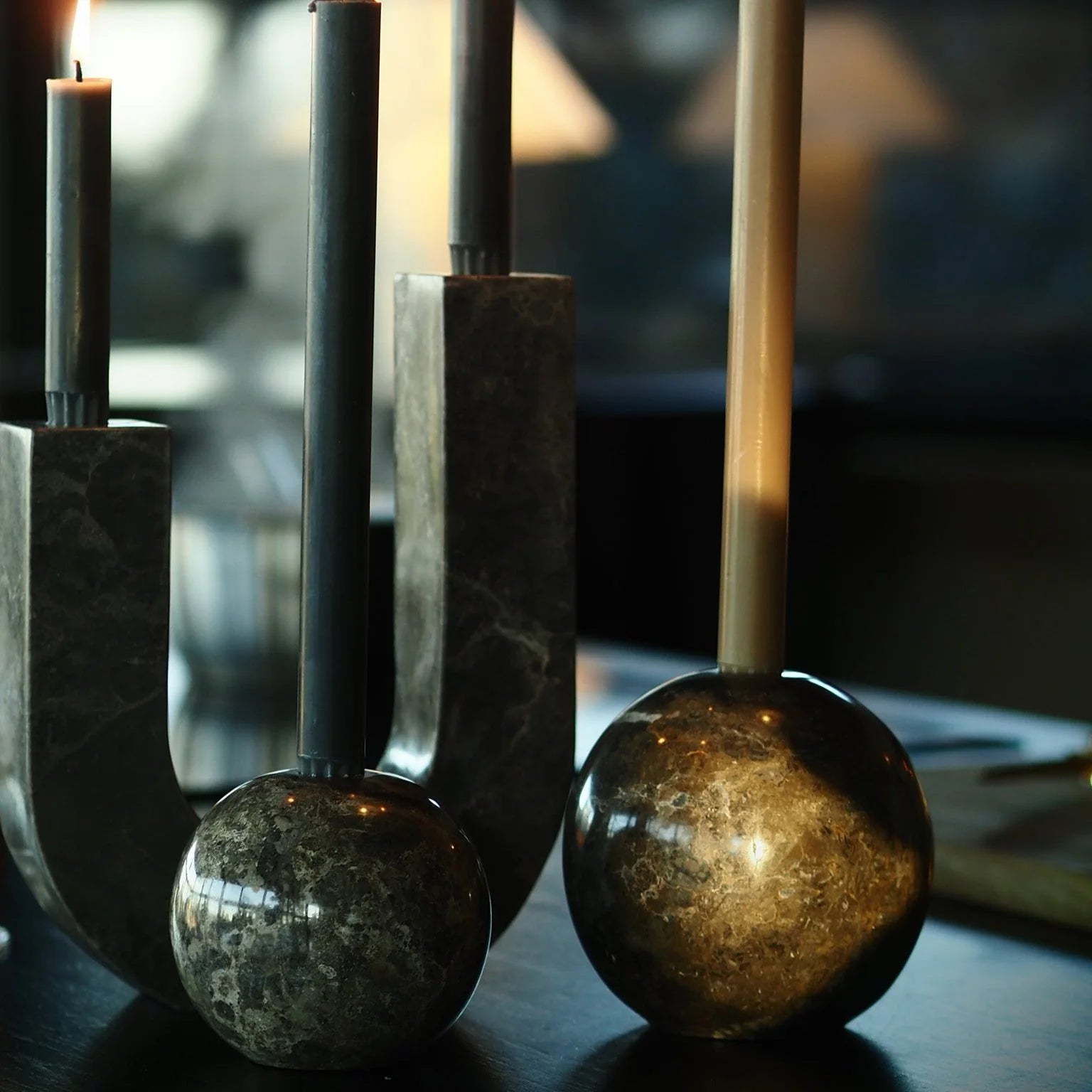 Kerzenhalter SPHERE brauner Marmor