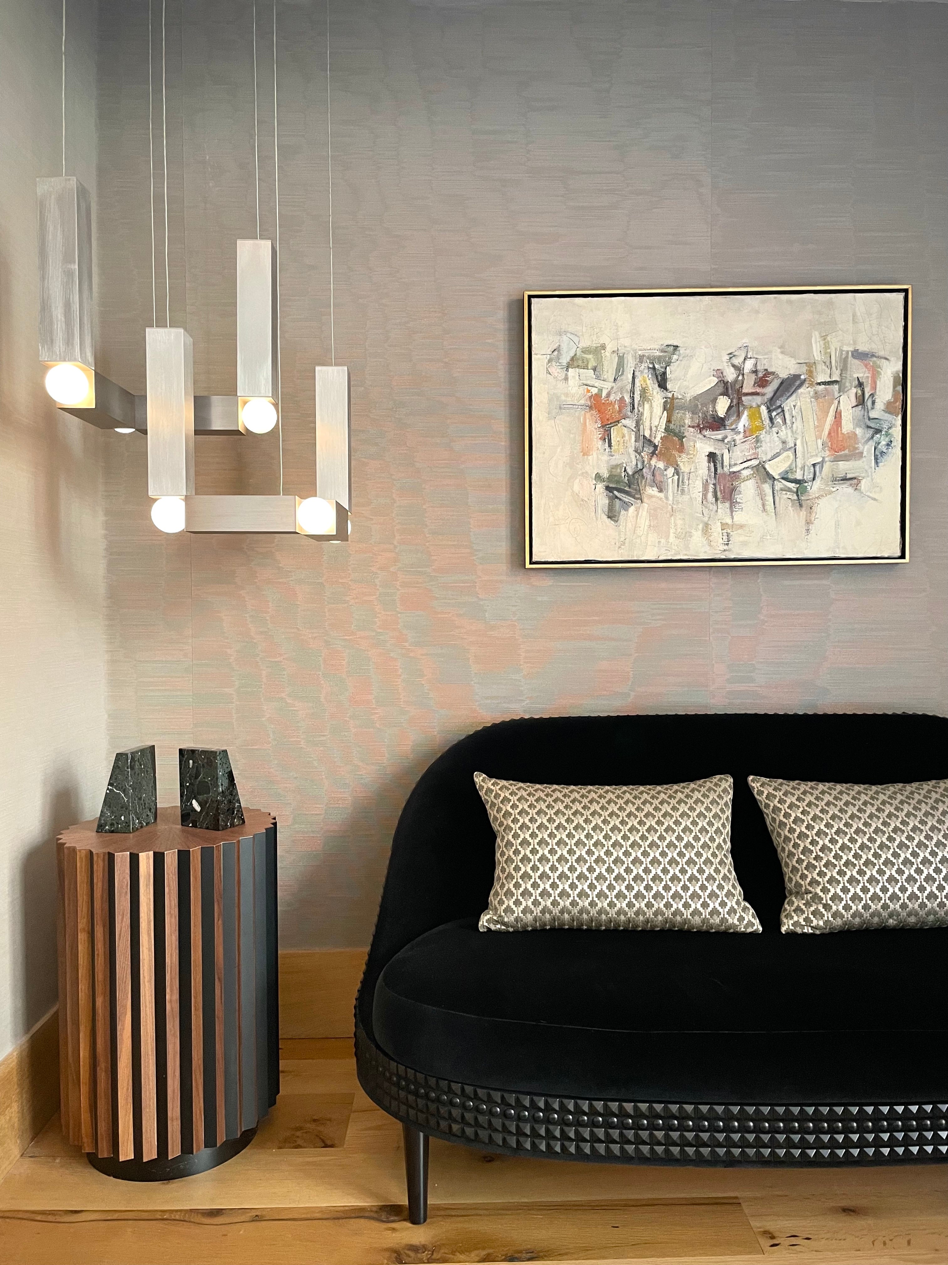 Hanglamp VESPER DUO met opaalvormige kap en zilveren afwerking