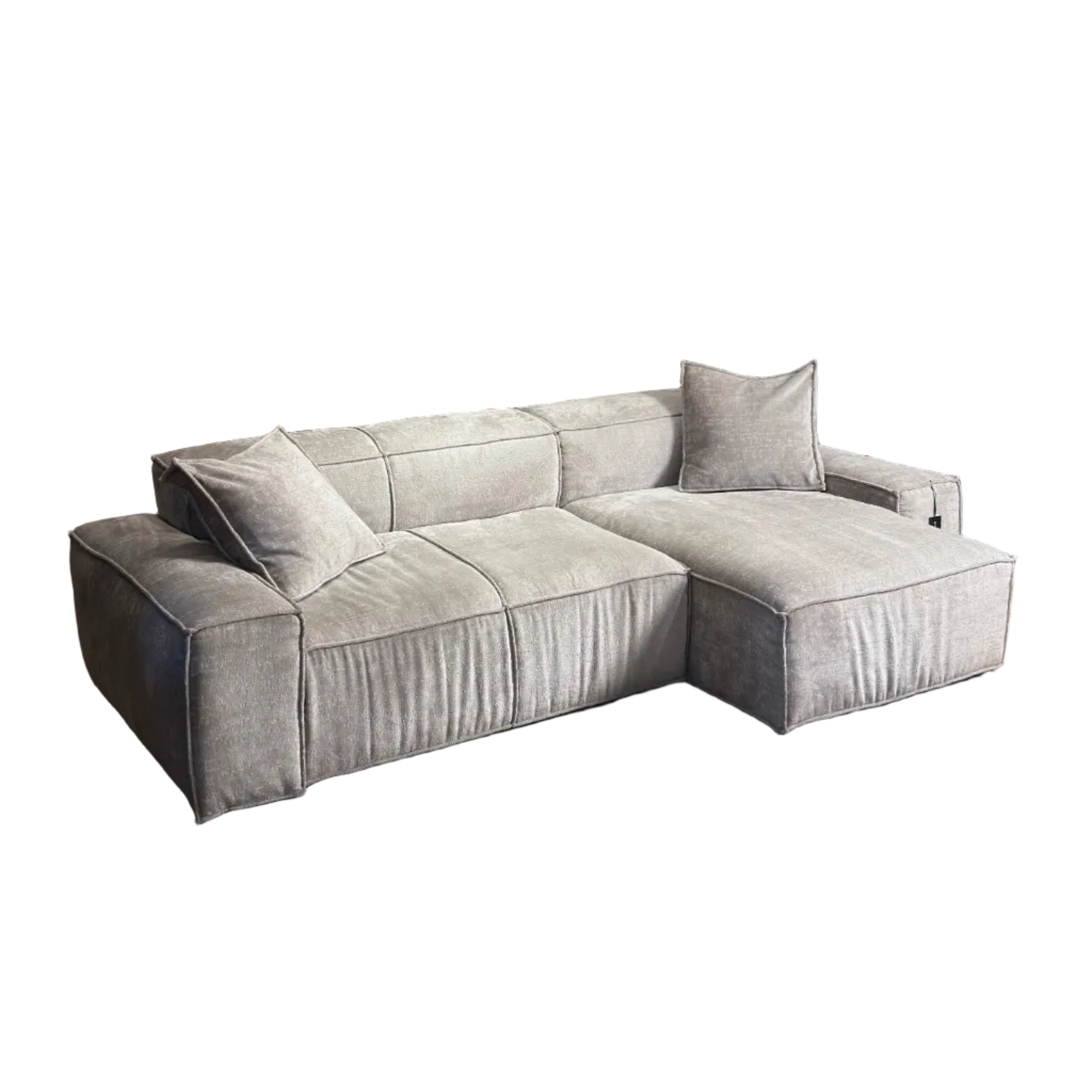 Hoekbank met 2 CUSHIONS grijs in Smeraldo stof - showroommodel