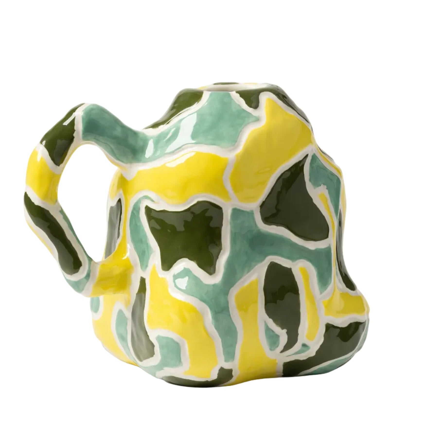 JUG-A-VASE green with yellow and white