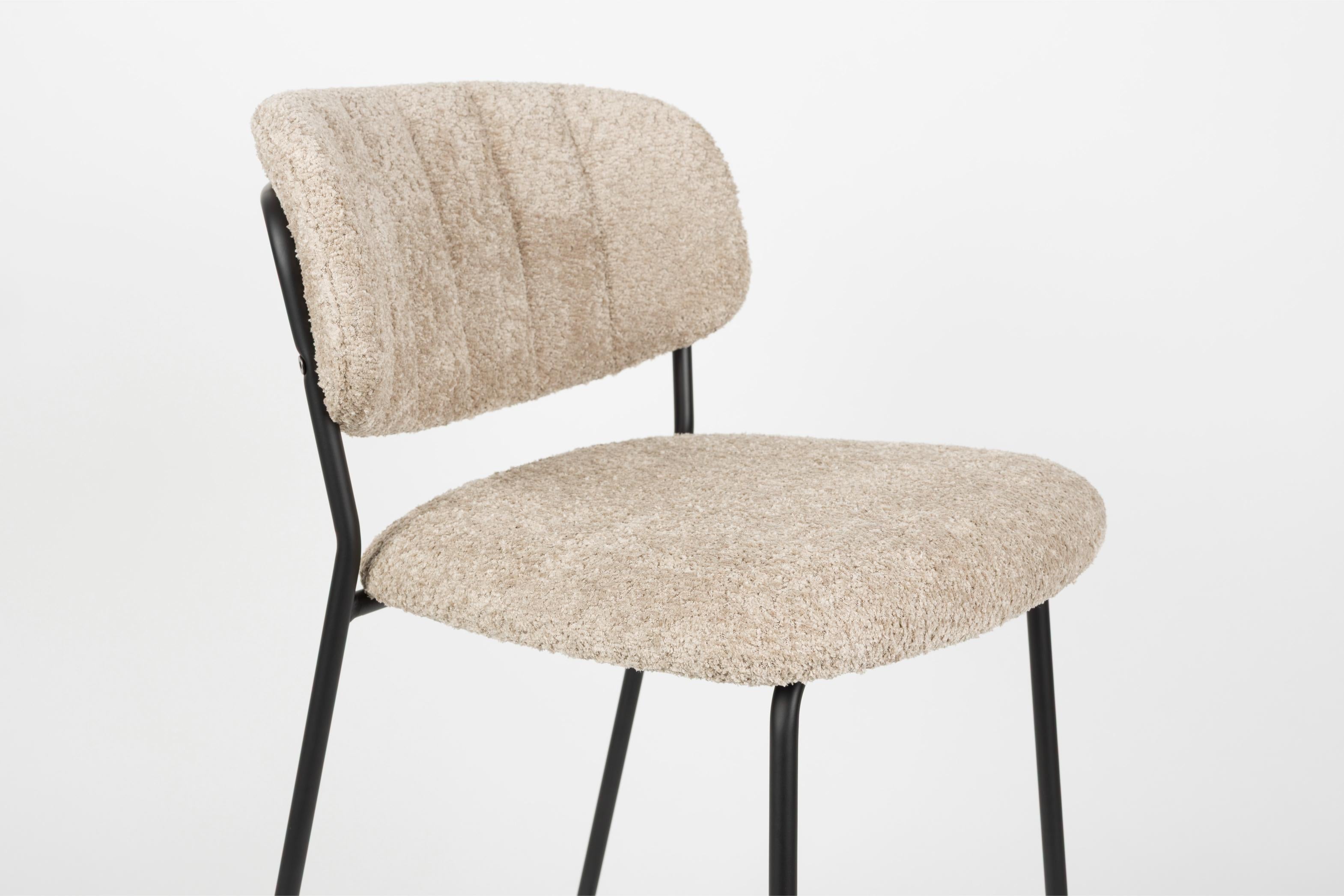 Krzesło barowe JOLIEN beżowy boucle z czarną podstawą