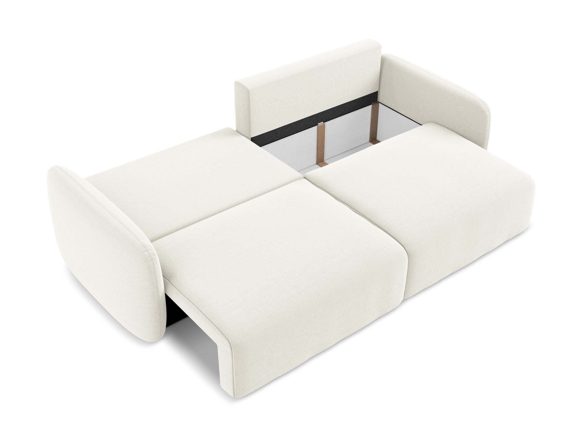 Sofa van fluweel voor 3 personen met slaapfunctie KALENA lichtbeige