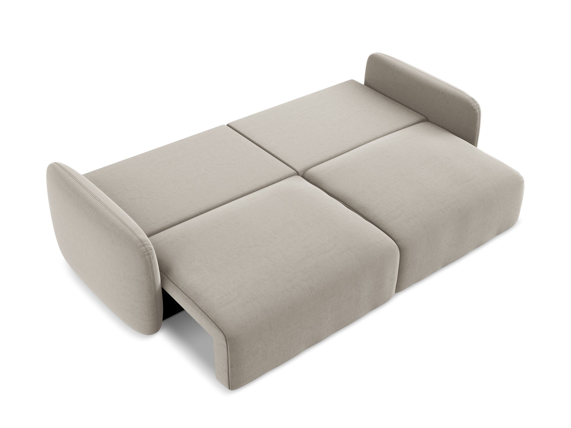 Taupe 3-Seater Velvet Sofa with Sleeping Function KALENA