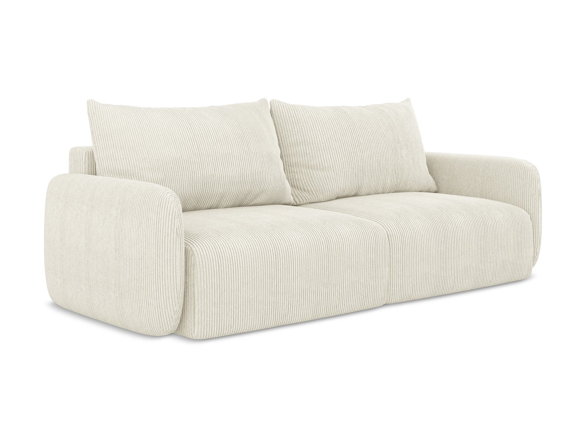 Sofa 3-zits met slaapfunctie KALENA lichtbeige ribstof