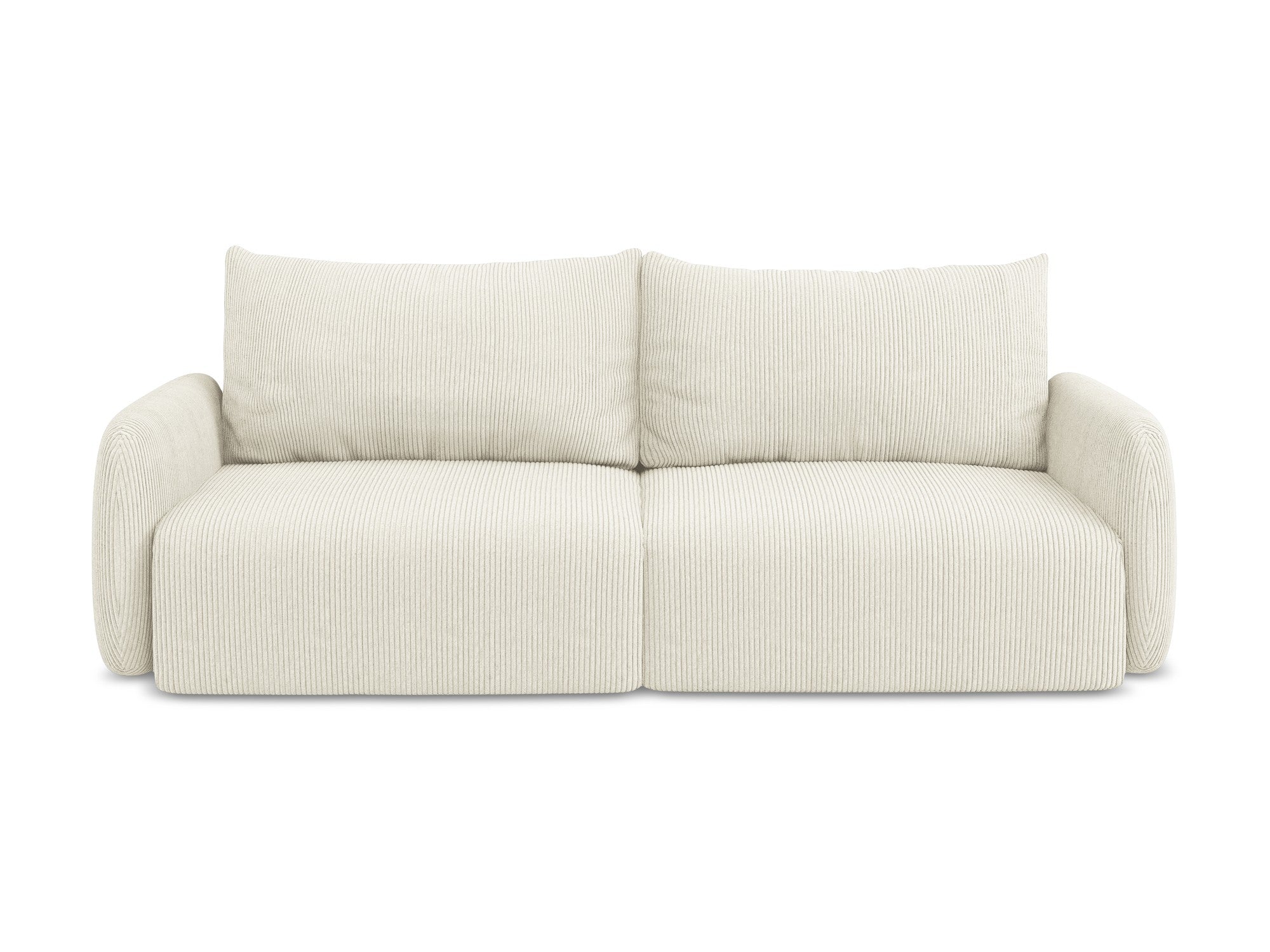 Sofa 3-zits met slaapfunctie KALENA lichtbeige ribstof