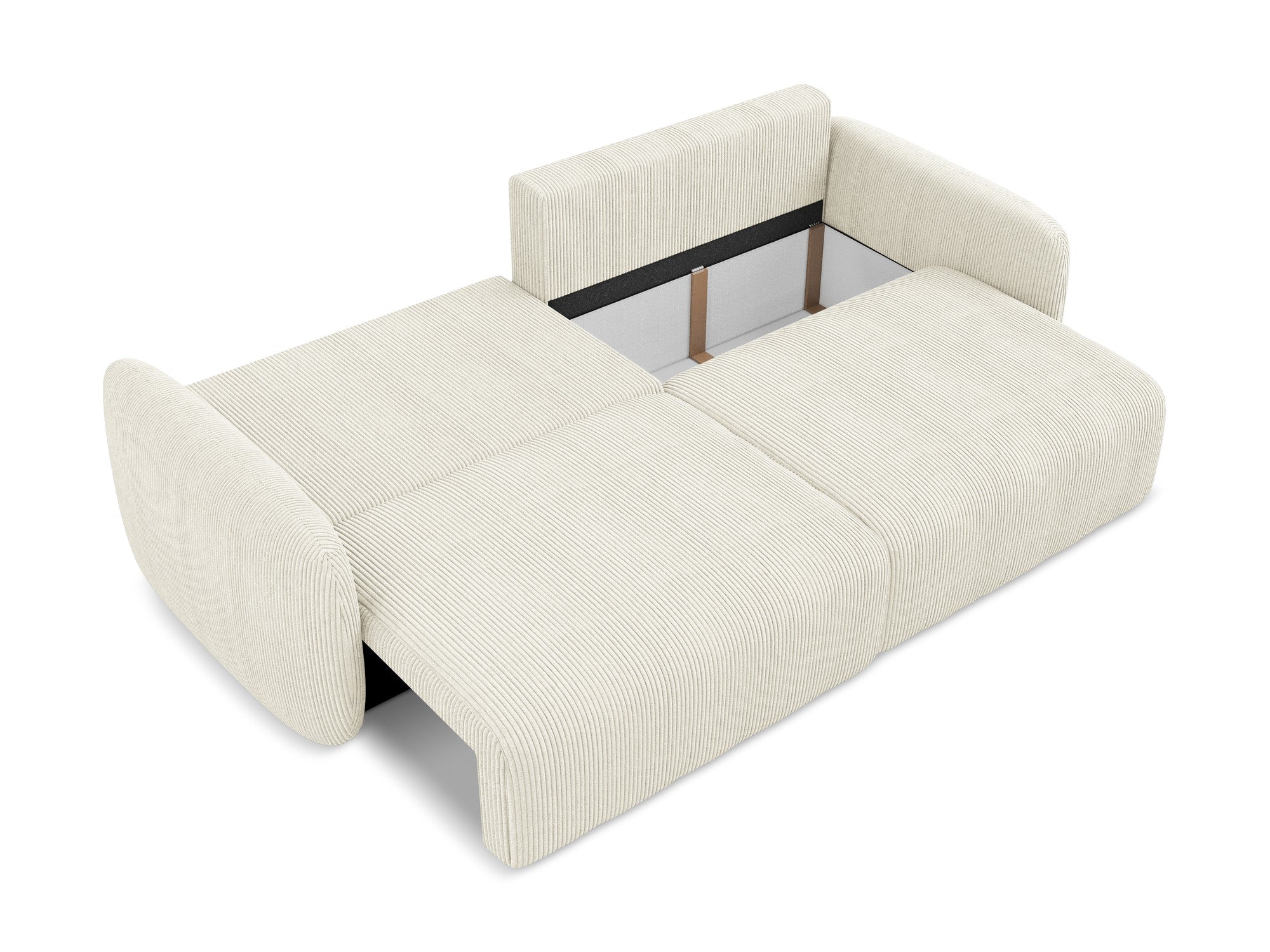 Sofa 3-zits met slaapfunctie KALENA lichtbeige ribstof