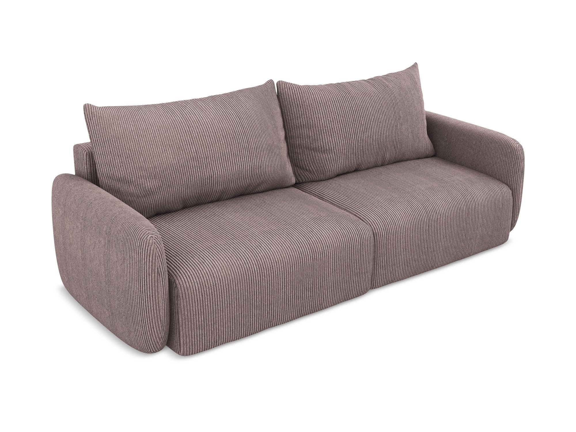 Sofa für 3 Personen mit Schlaf-Funktion KALENA in gedämpftem rosa Cord