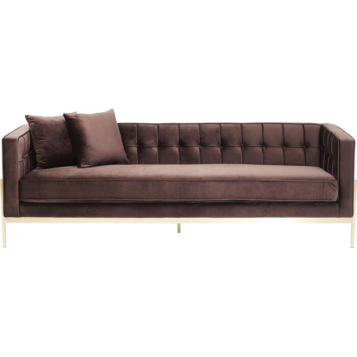 Sofa 3-zits LOFT chocoladebruin met gouden basis