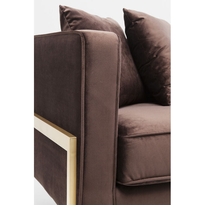 Sofa 3-zits LOFT chocoladebruin met gouden basis