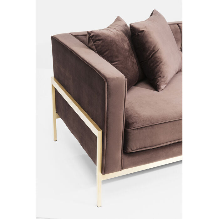 Sofa 3-zits LOFT chocoladebruin met gouden basis