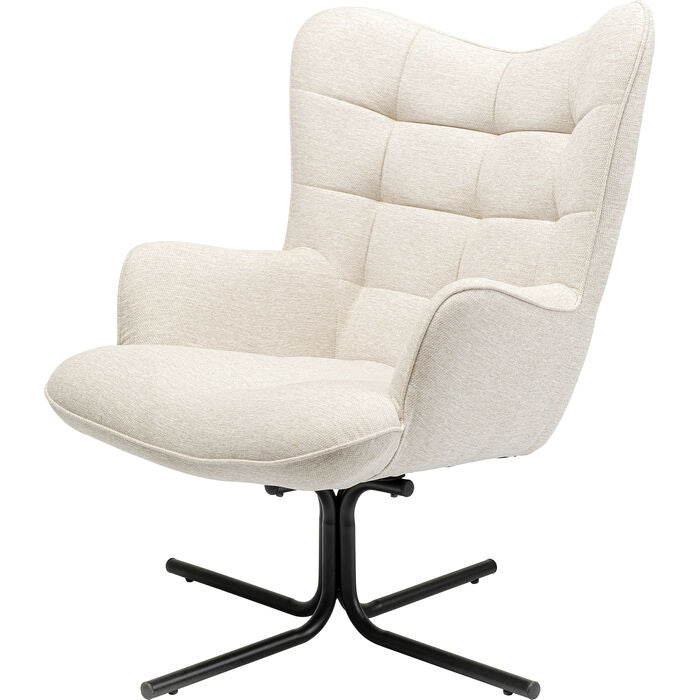 Draaistoel OSCAR crèmekleurig chenille