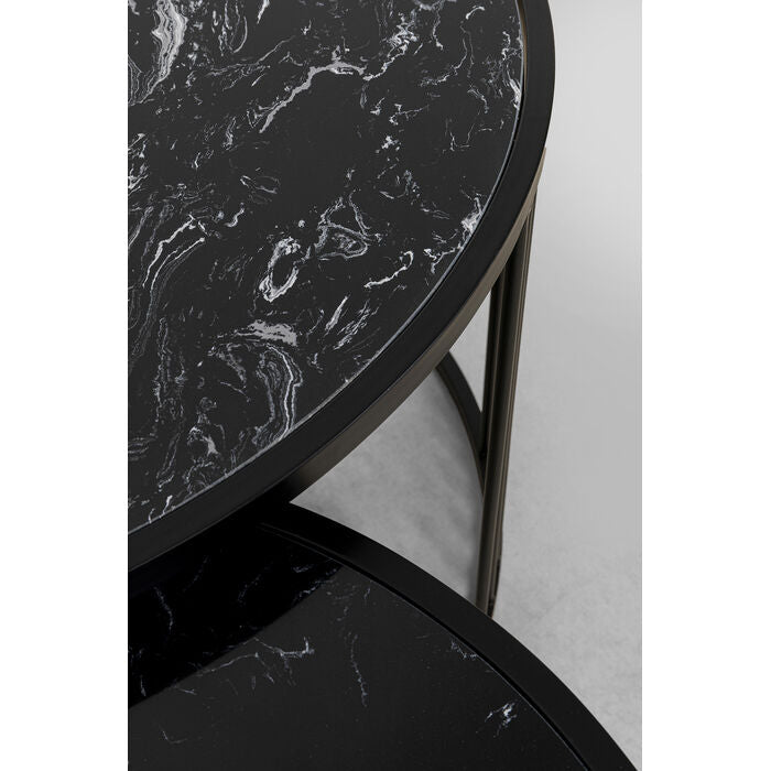 A set of roma marble coffee tables with black