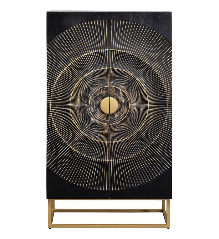 Kast MADEIRA donkerbruin hout met gouden basis