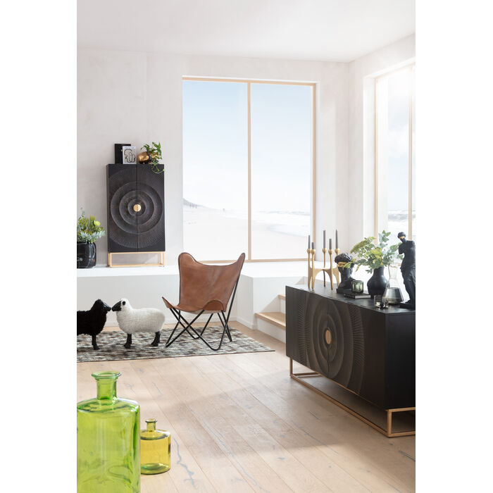 Kast MADEIRA donkerbruin hout met gouden basis