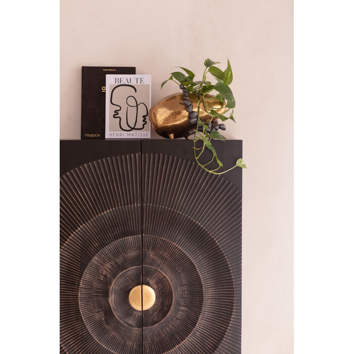 Kast MADEIRA donkerbruin hout met gouden basis