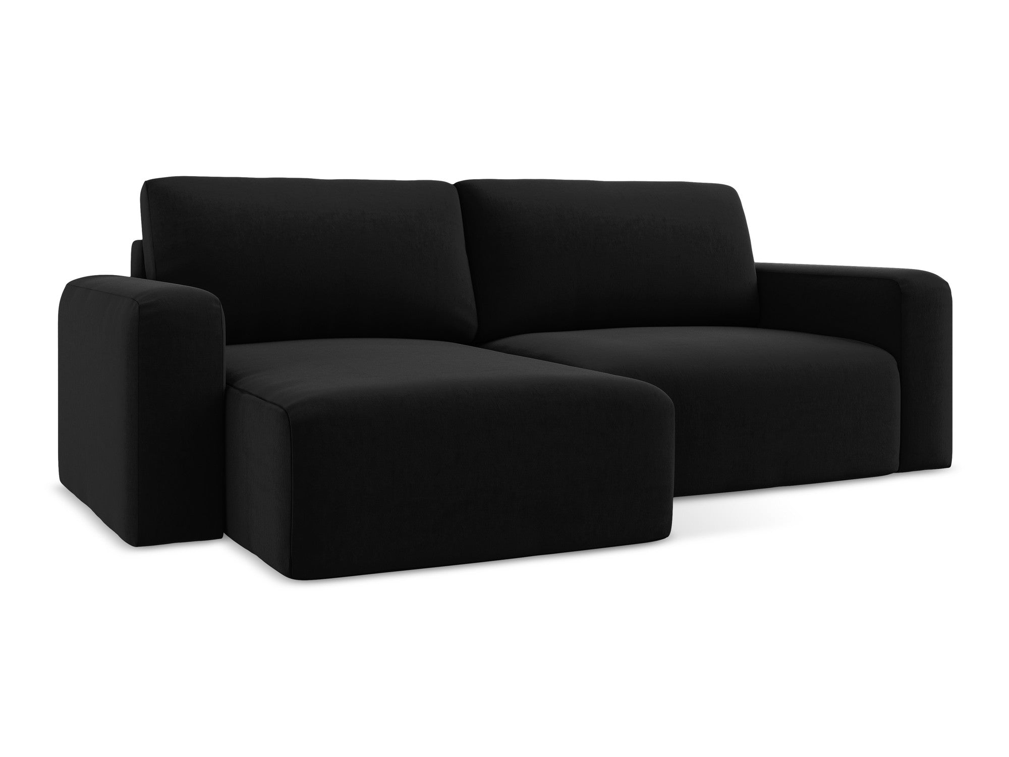 Samt-Ecksofa links mit Schlaffunktion KONA schwarz