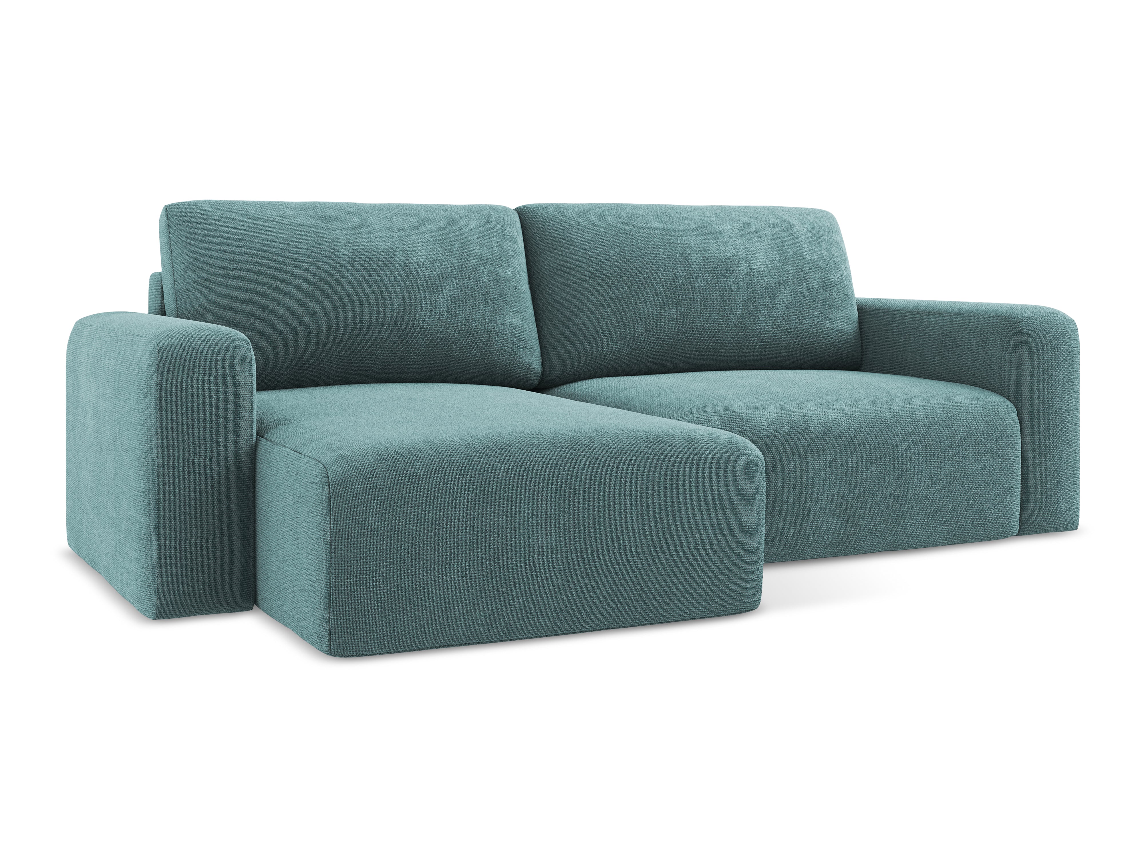 Left-sided corner sofa bed KONA in denim blue chenille