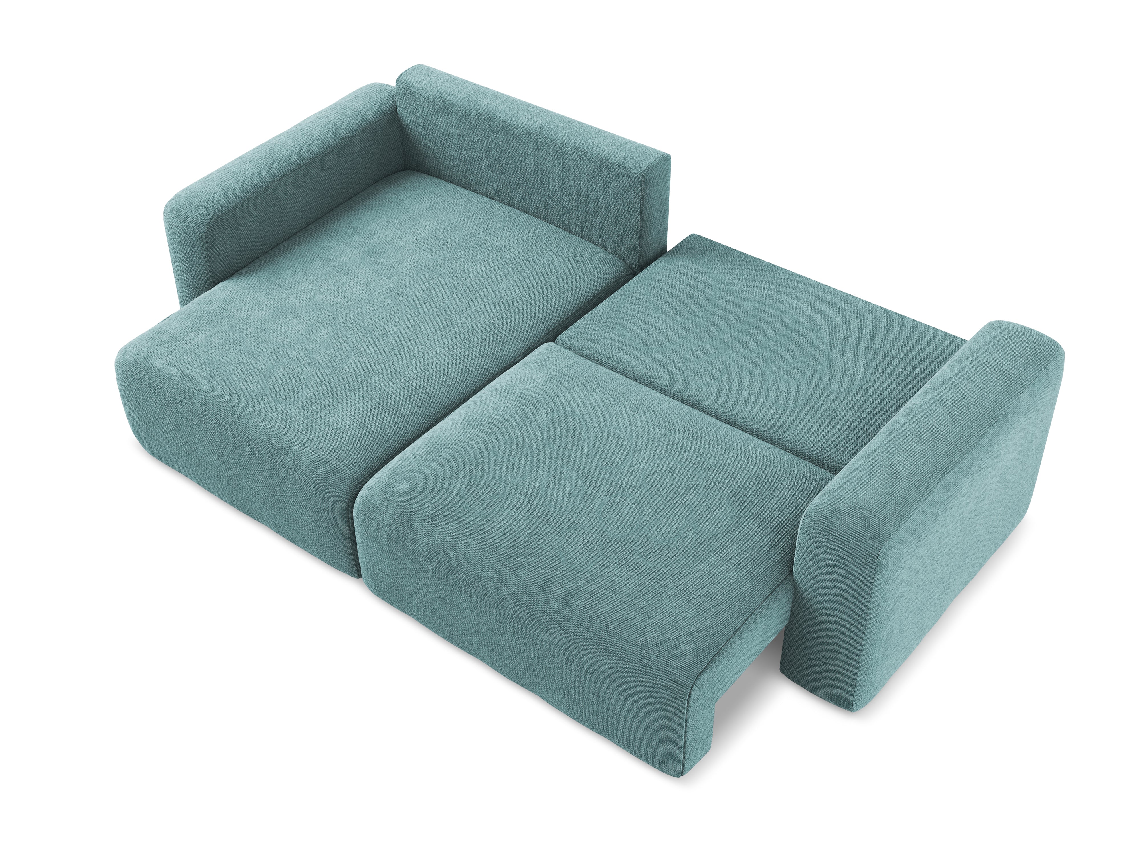 Left-sided corner sofa bed KONA in denim blue chenille