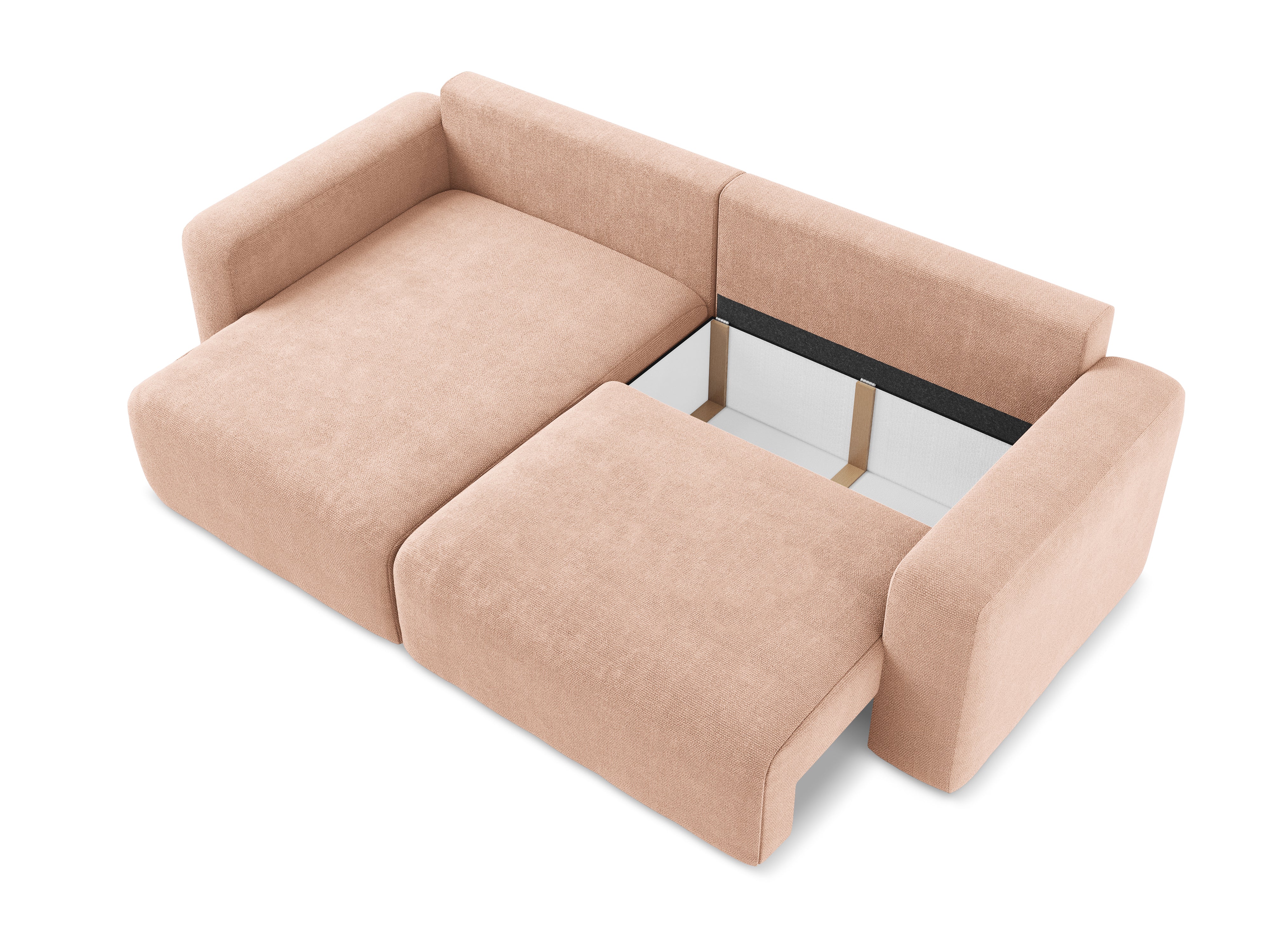 Left-sided corner sofa bed KONA peach chenille