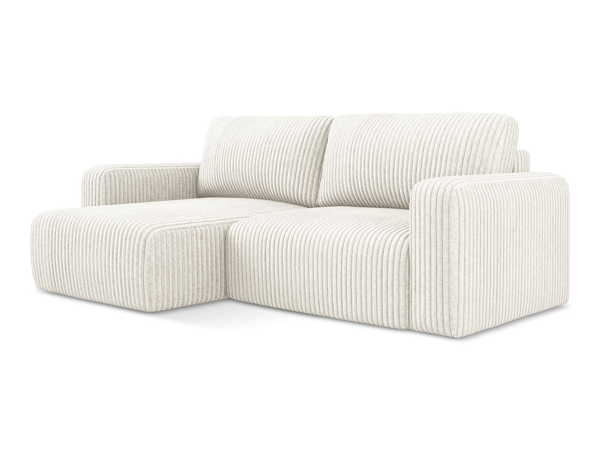 Left-sided corner sofa bed KONA light beige corduroy