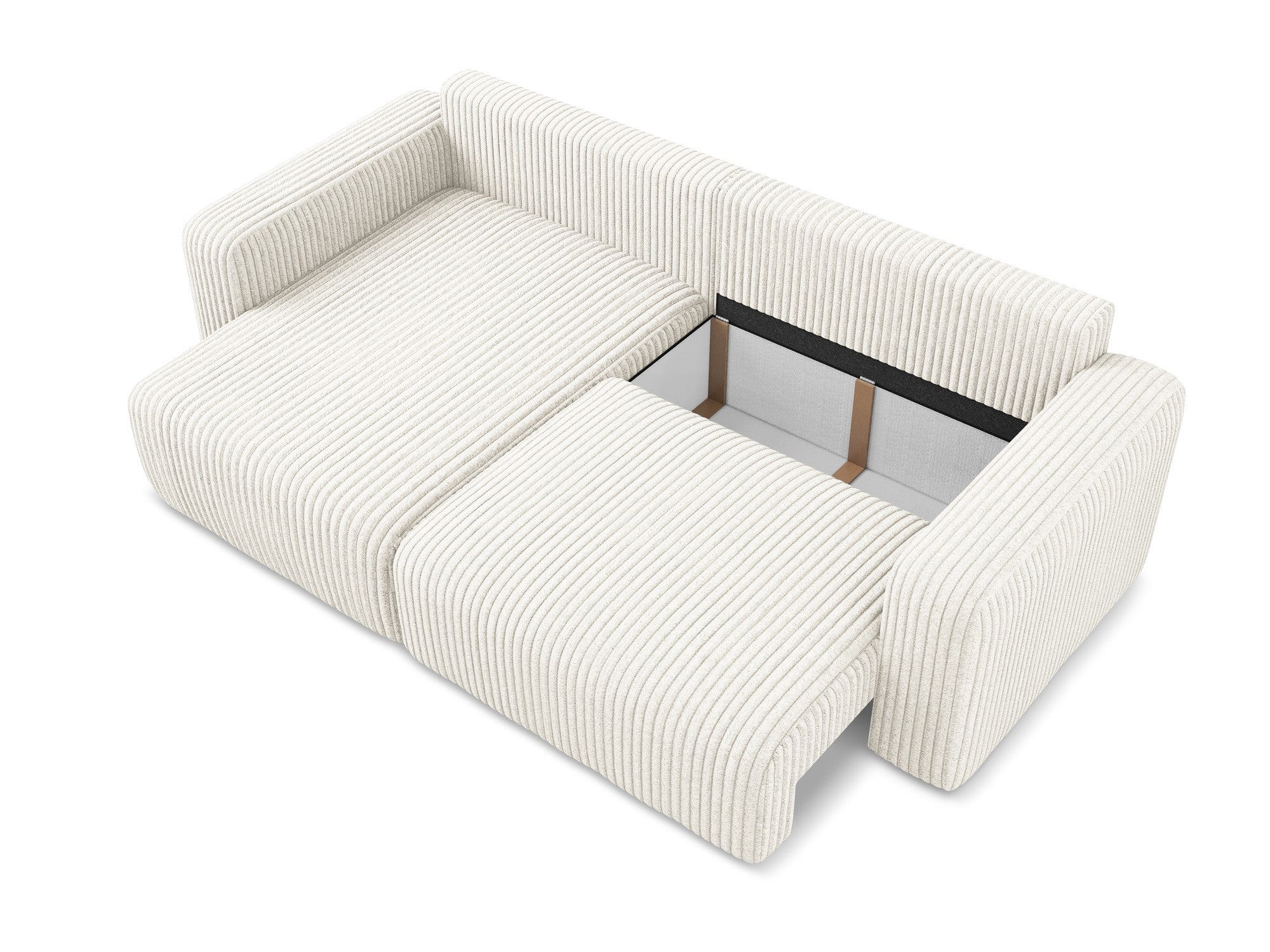 Left-sided corner sofa bed KONA light beige corduroy