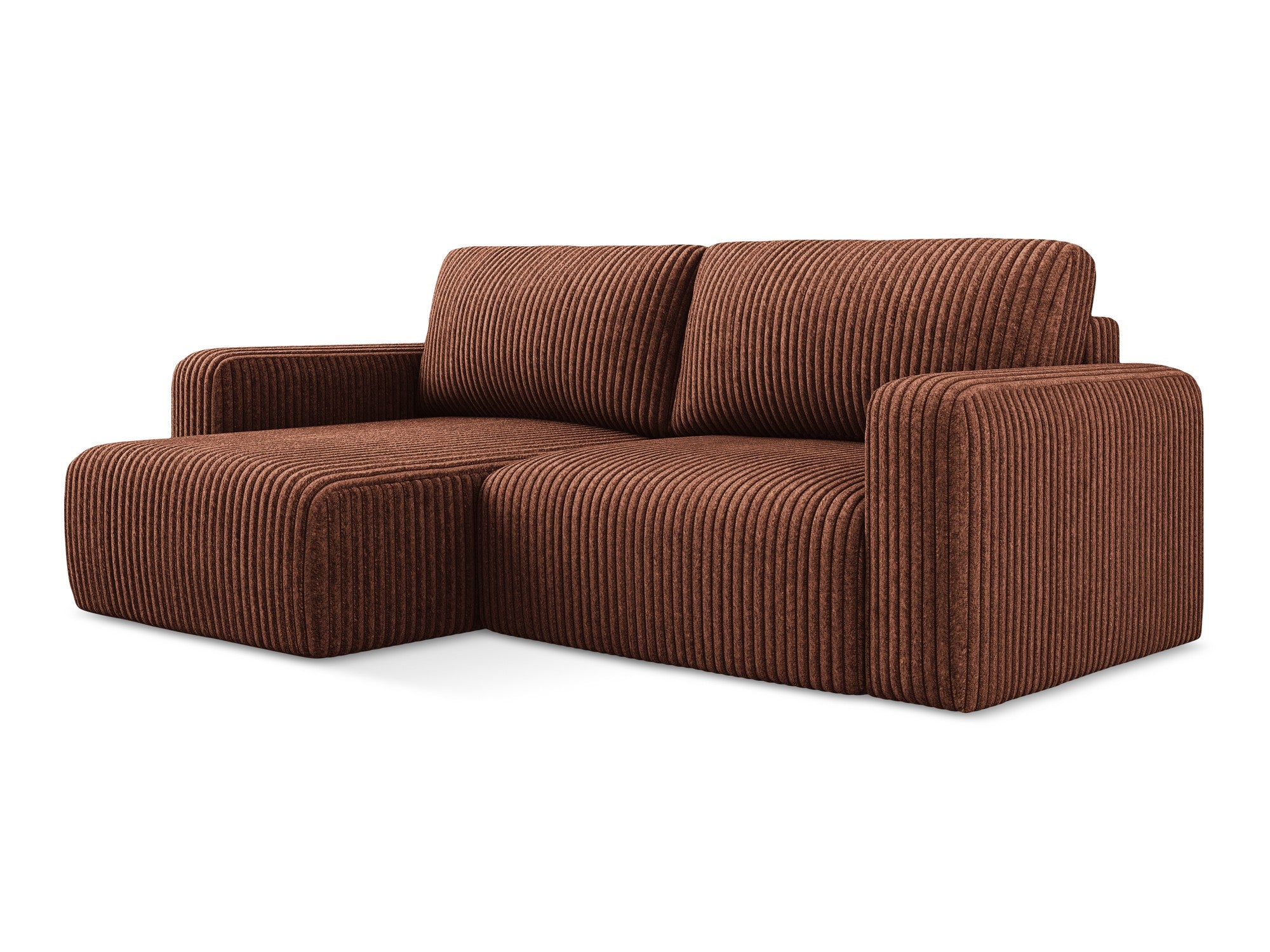 Linkerhoekbank met slaapfunctie KONA terracotta corduroy